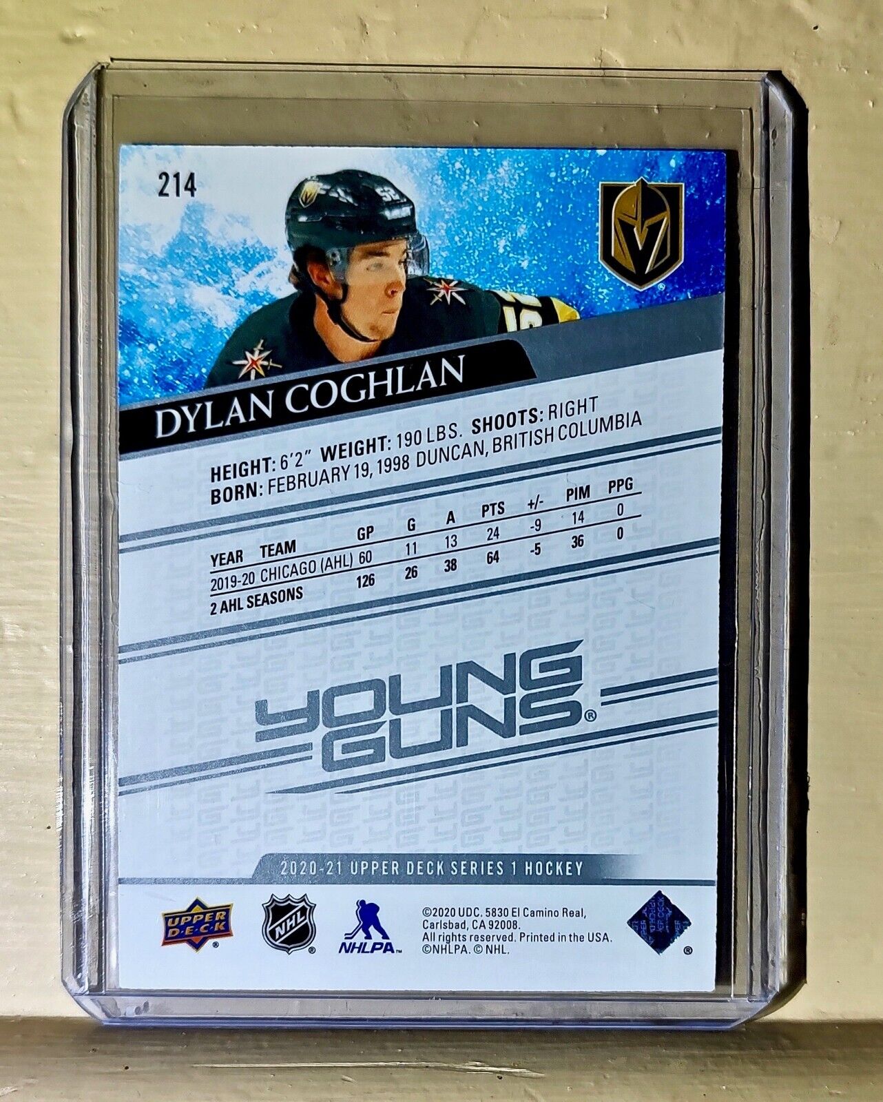 Dylan Coghlan 2020-21 Upper Deck Young Guns #214 Hockey Card Golden Knights