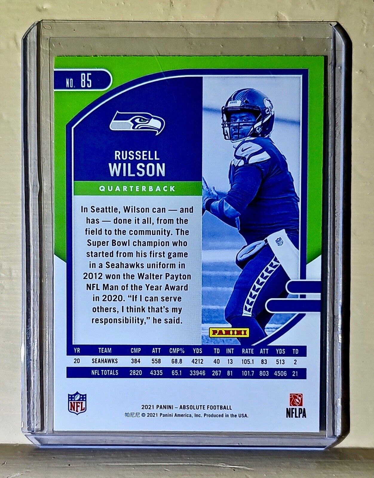 Russell Wilson 2021 Panini NFL Absolute Football #85 Card
