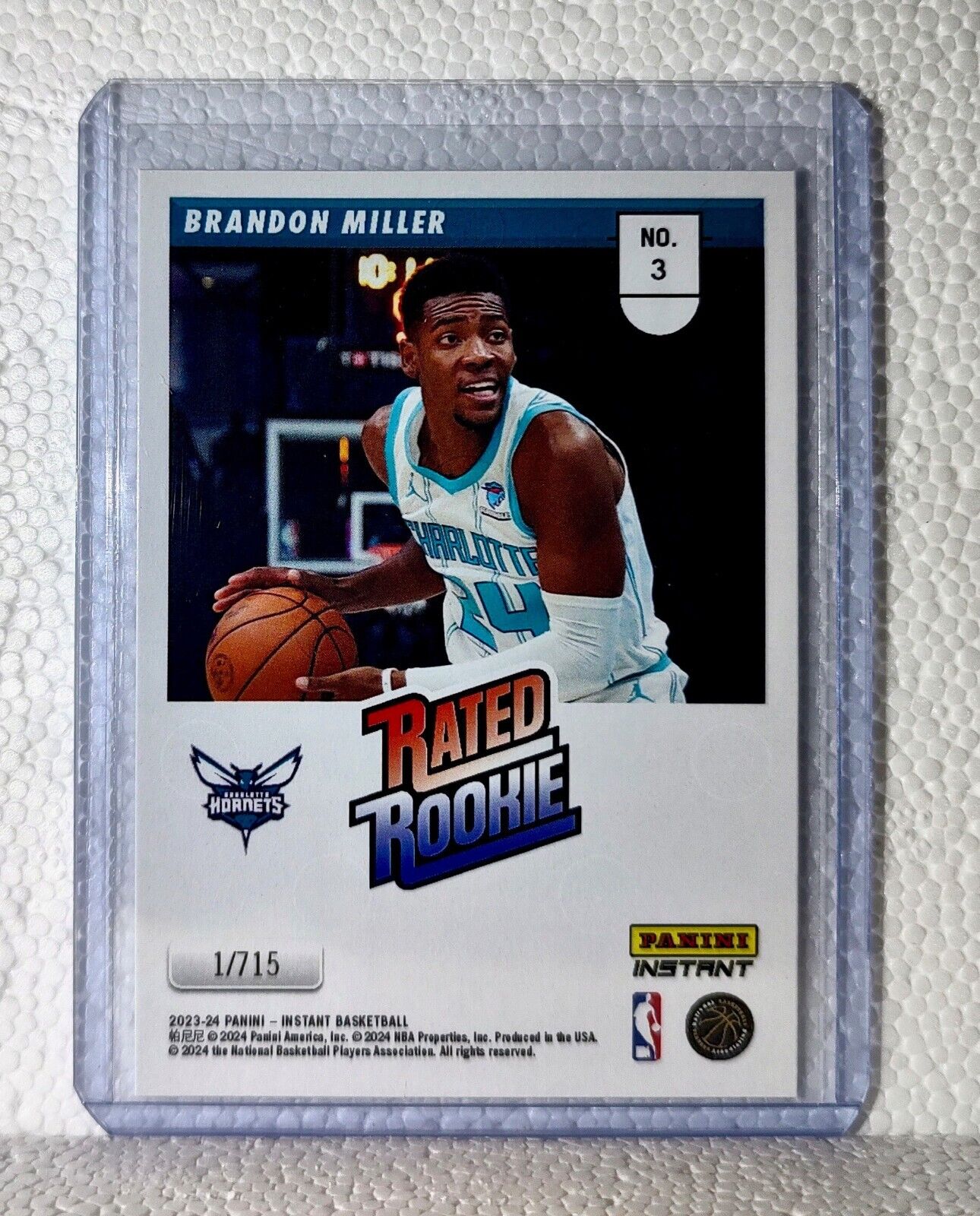 Brandon Miller 2023-24 Panini NBA #3 Rated Rookie Retro Card Hornets 1/715