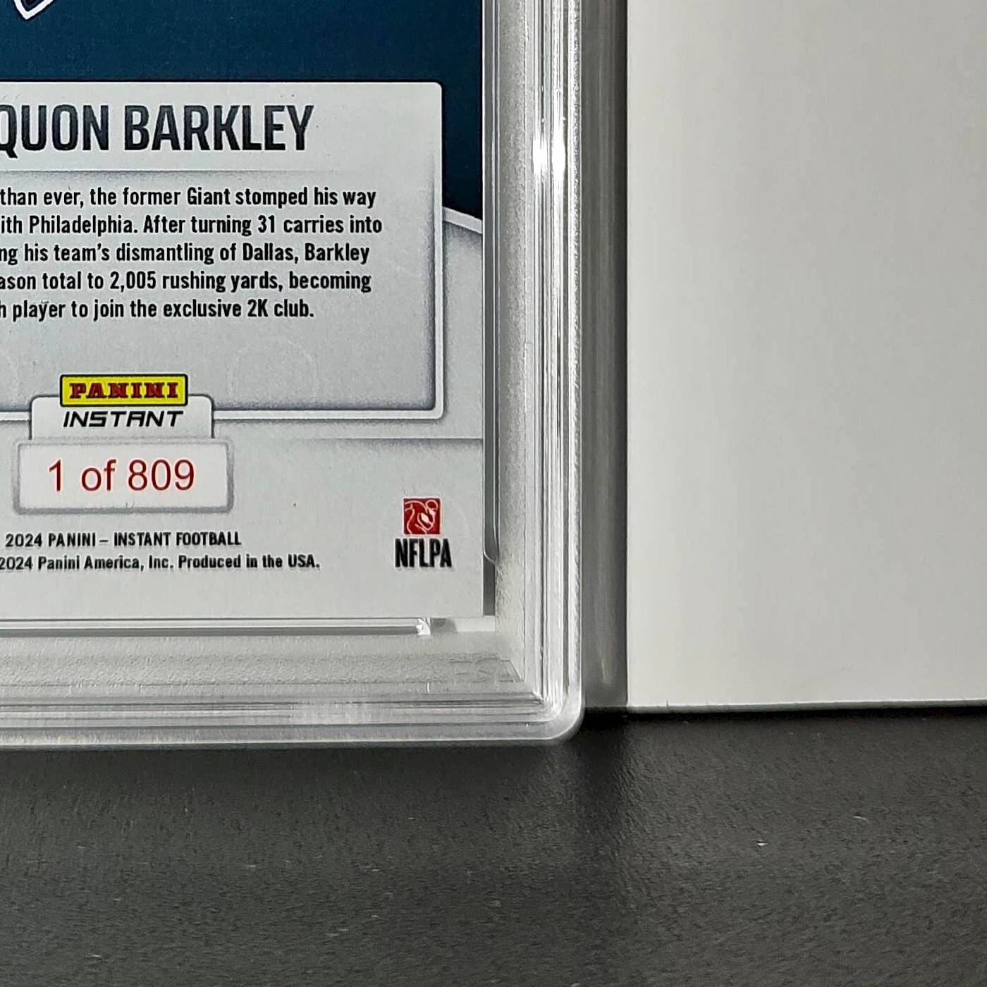 Saquon Barkley 2024 Panini Milestone NFL #236 Eagles 1 of 809 PSA 10 Gem Mint