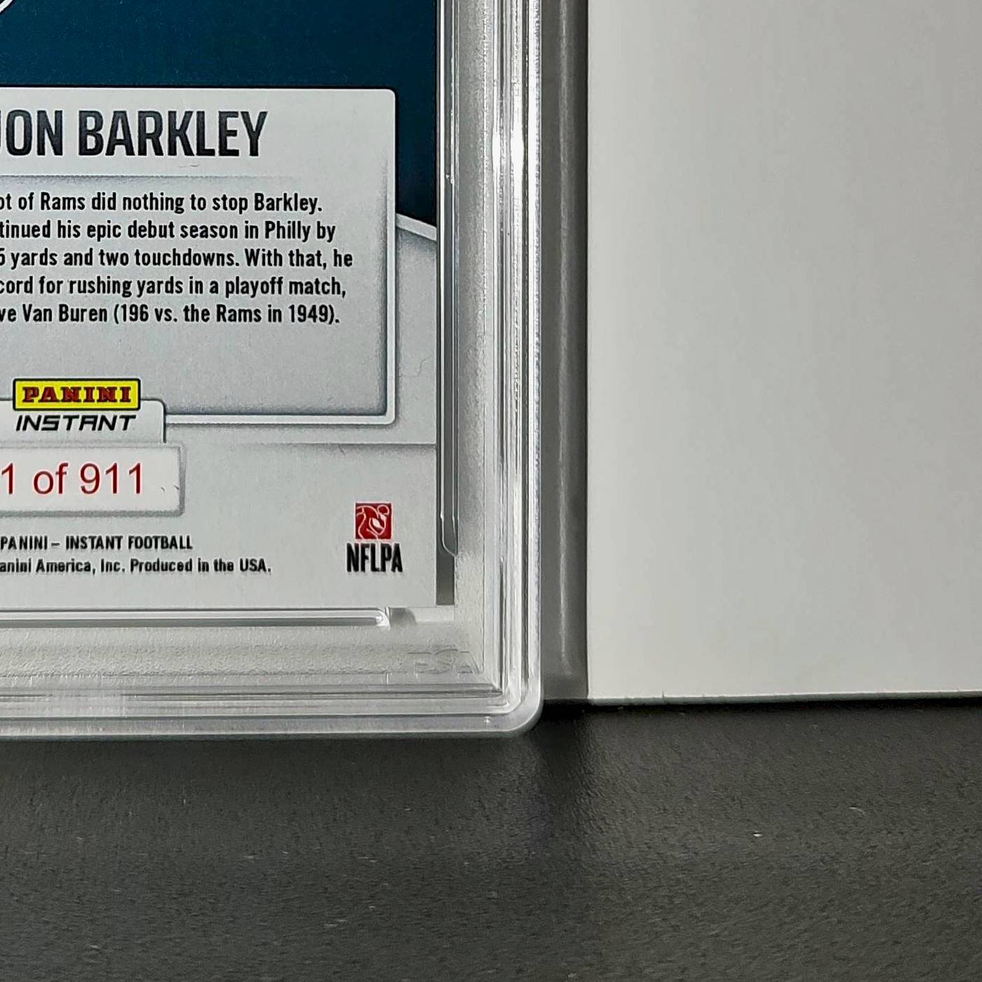 Saquon Barkley 2024 Panini Record Breaker NFL #270 Philadelphia Eagles PSA 10