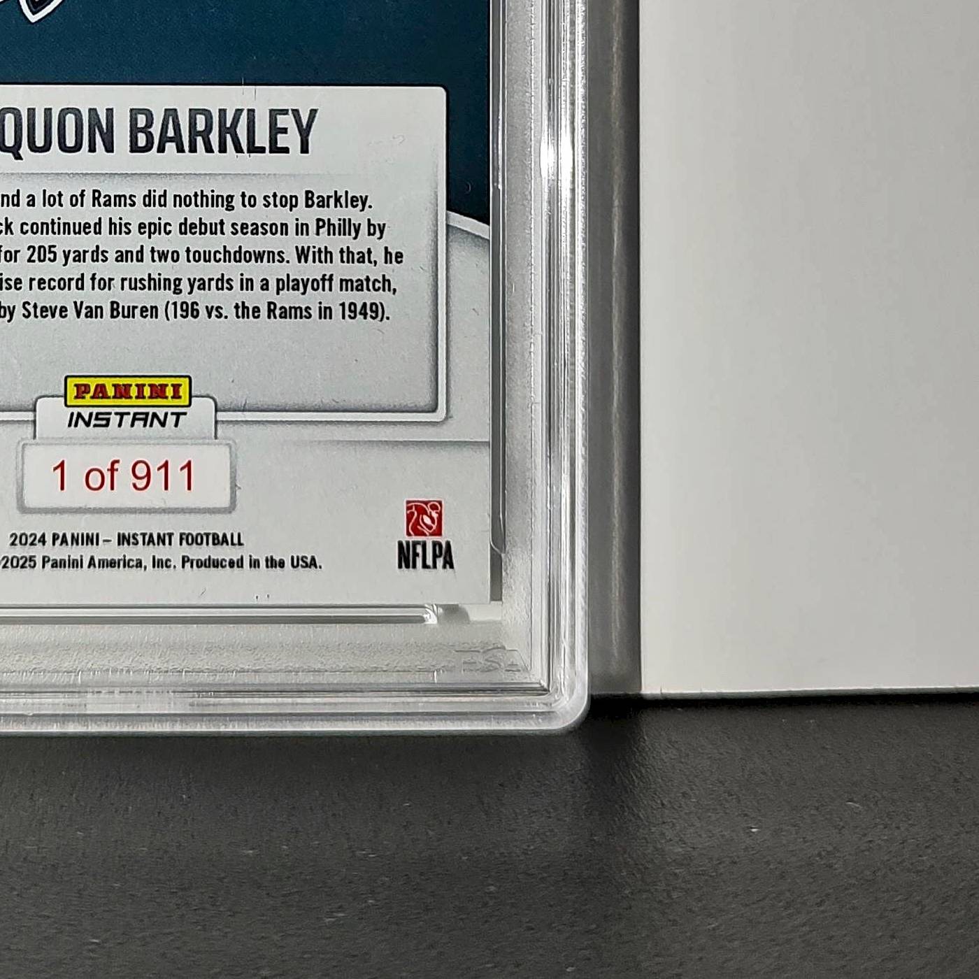Saquon Barkley 2024 Panini Record Breaker NFL #270 Philadelphia Eagles PSA 10