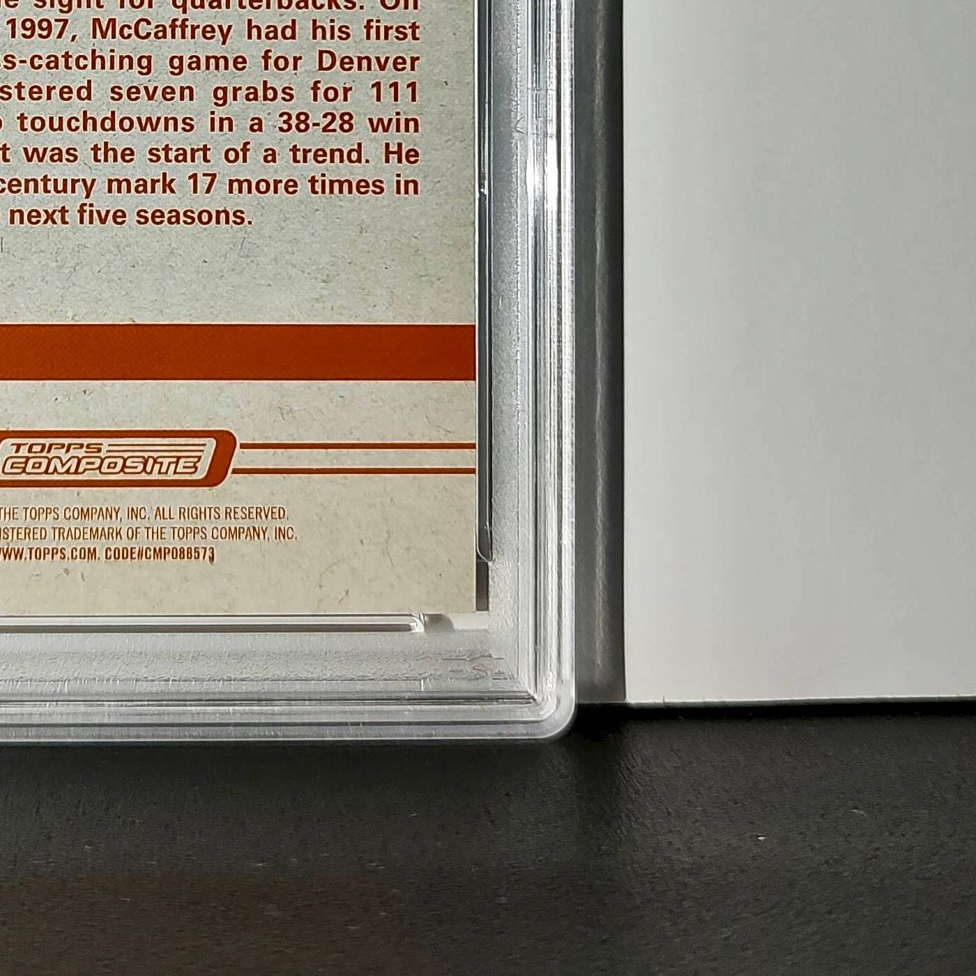 Ed McCaffrey 2023 Topps #374 22/25 Heritage Orange Rainbow Foilboard PSA 10 Gem