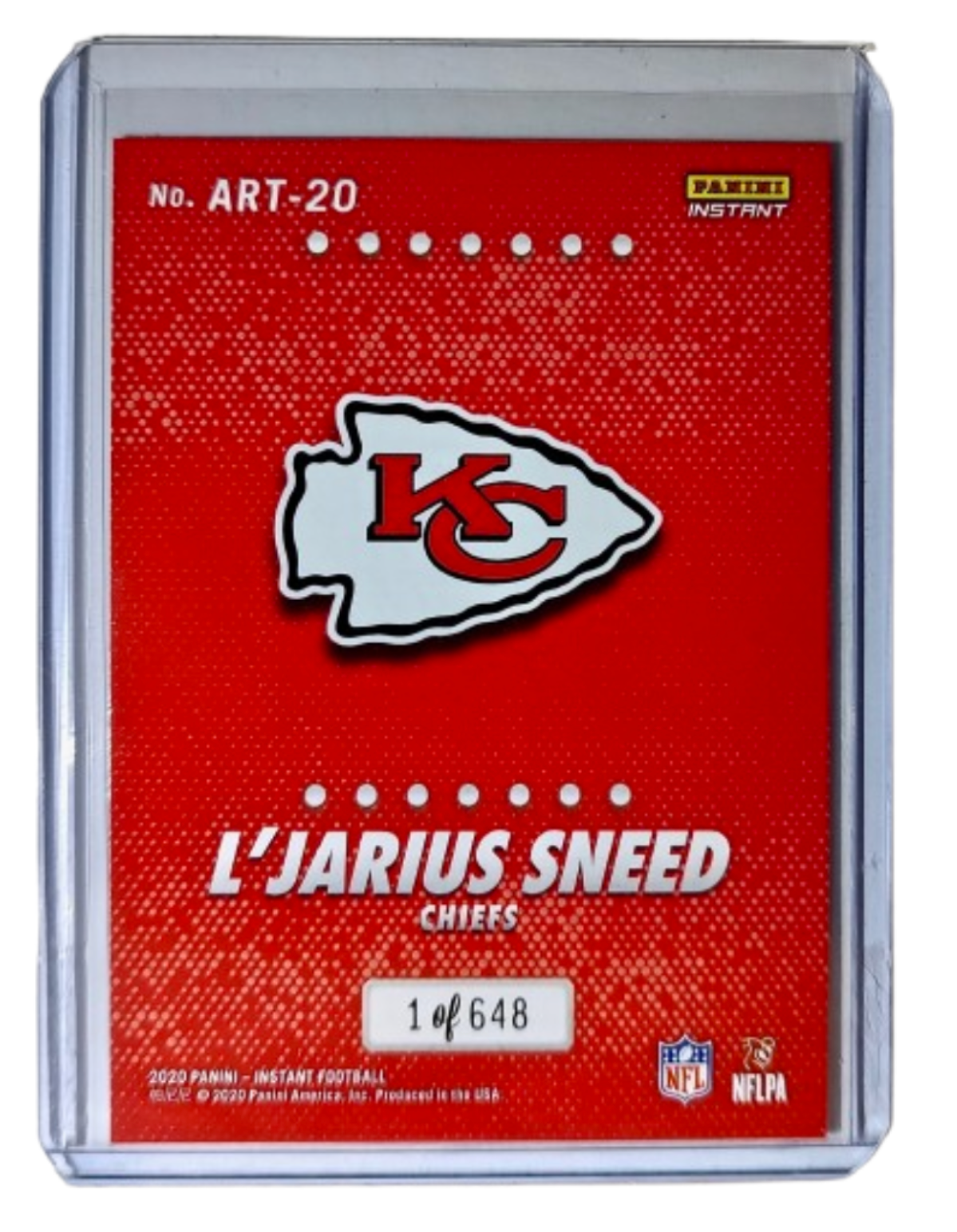 L'Jarius Sneed 2020 Panini All-Rookie Team NFL #20 Card 1/648 Kansas City Chiefs
