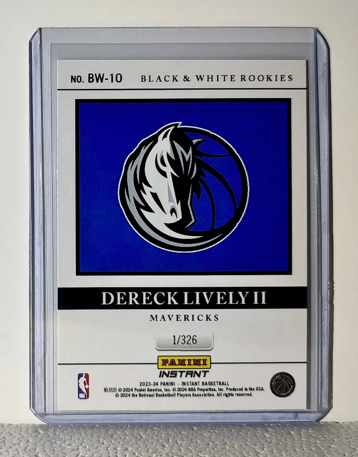Dereck Lively II 2023-24 Panini NBA #10 Black and White Rookies Card 1/326