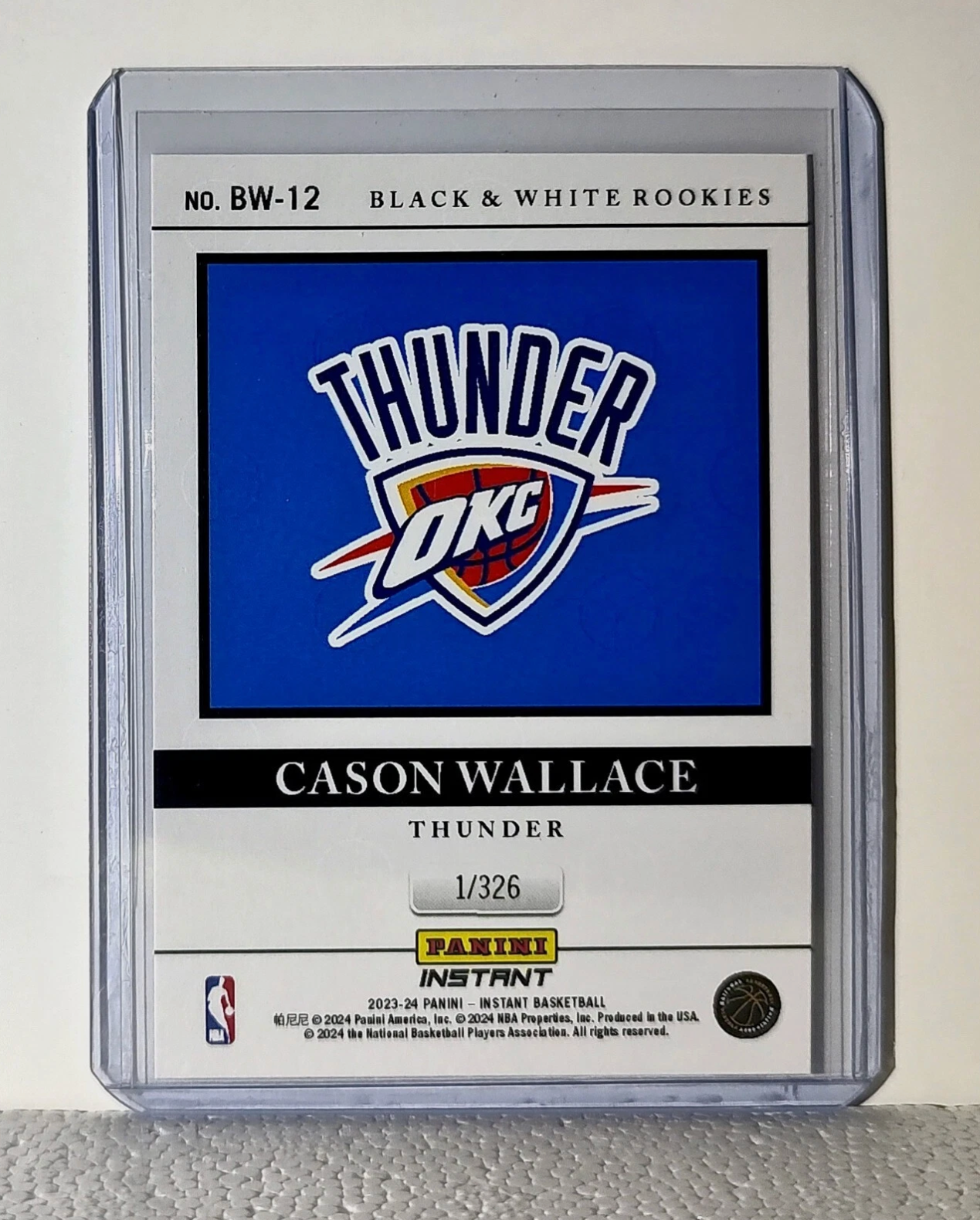 Cason Wallace 2023-24 Panini NBA #12 Black and White Rookies Card 1/326