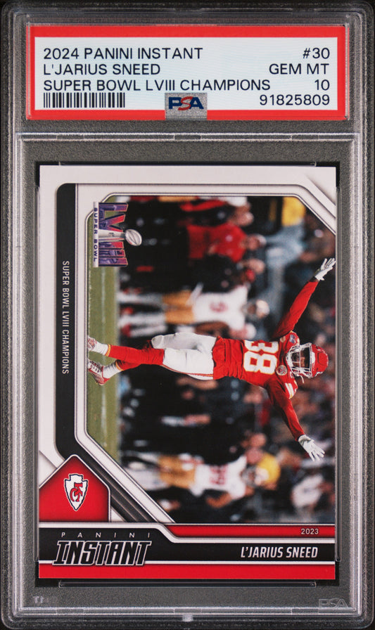 L'Jarius Sneed 2023 Panini NFL Superbowl Champions #30 Card PSA 10 Gem Mint