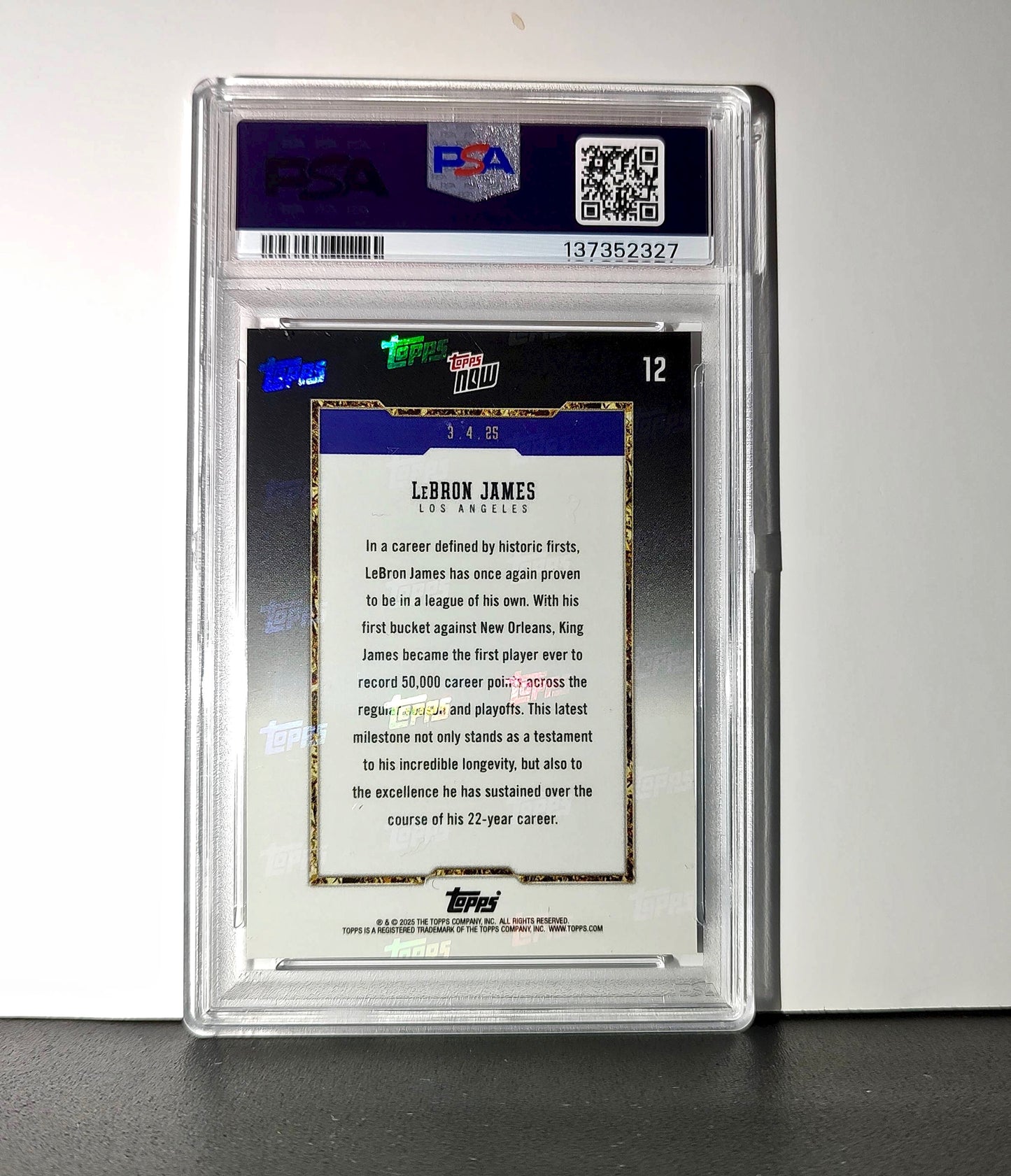 Lebron James 2024 Topps Now 50k Career Points #12 Card PSA 9 Mint