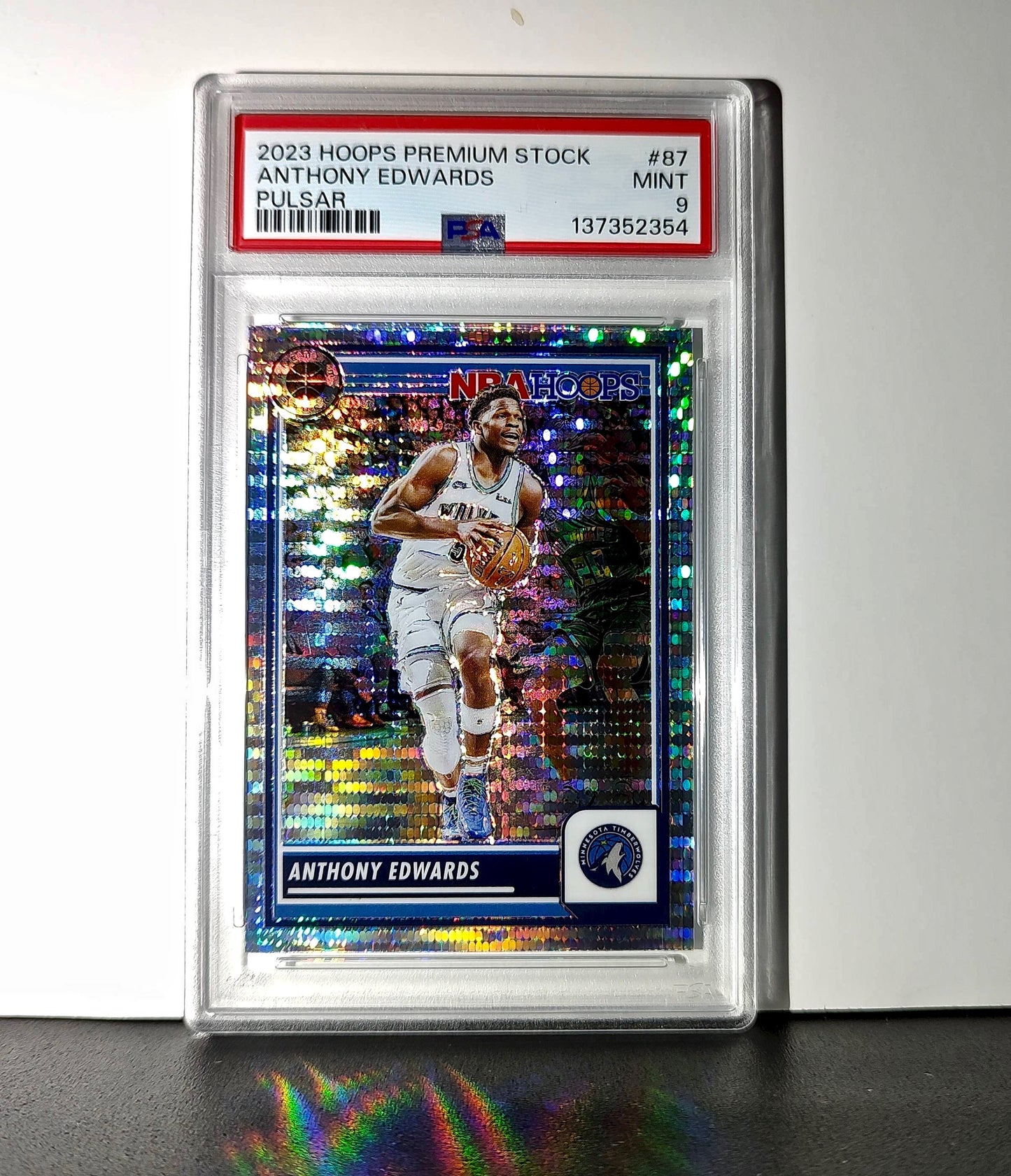 Anthony Edwards 2023 Panini Hoops Premium #87 Pulsar PSA 9 Mint