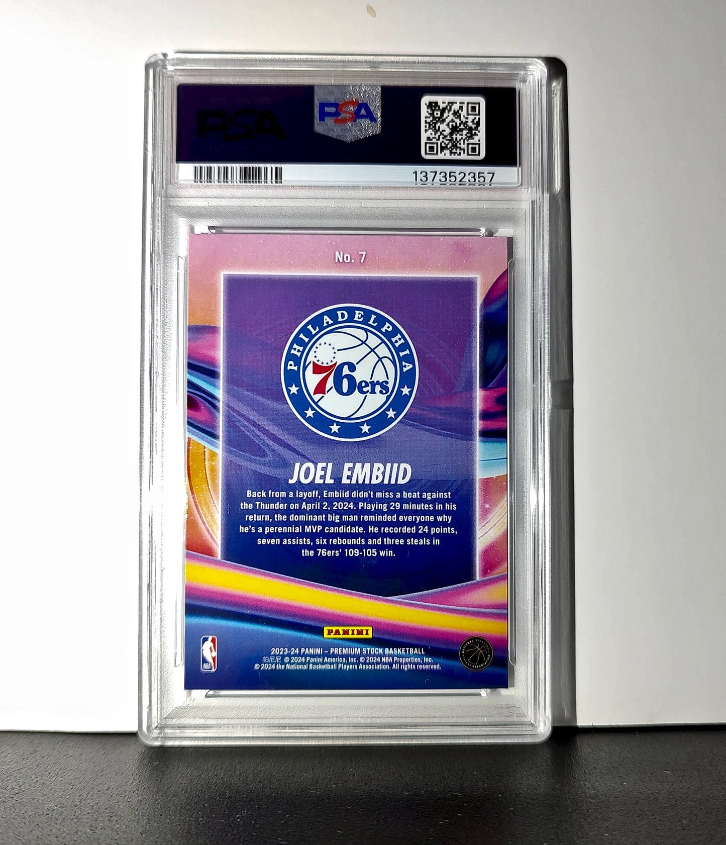 Joel Embiid 2023 Panini Hoops Premium Anti Gravity #7 PSA 10 Gem Mint