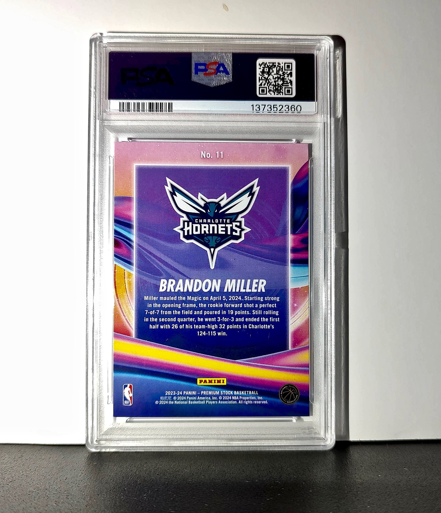 Brandon Miller 2023 Panini Hoops Premium Anti Gravity #11 PSA 9 Mint