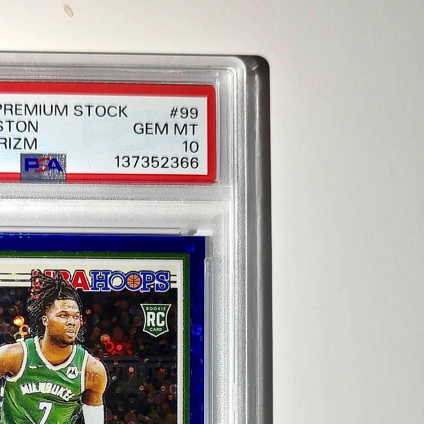 Chris Livingston 2023 Panini Hoops Premium #99 93/99 Blue Disco Prizm PSA 10 Gem