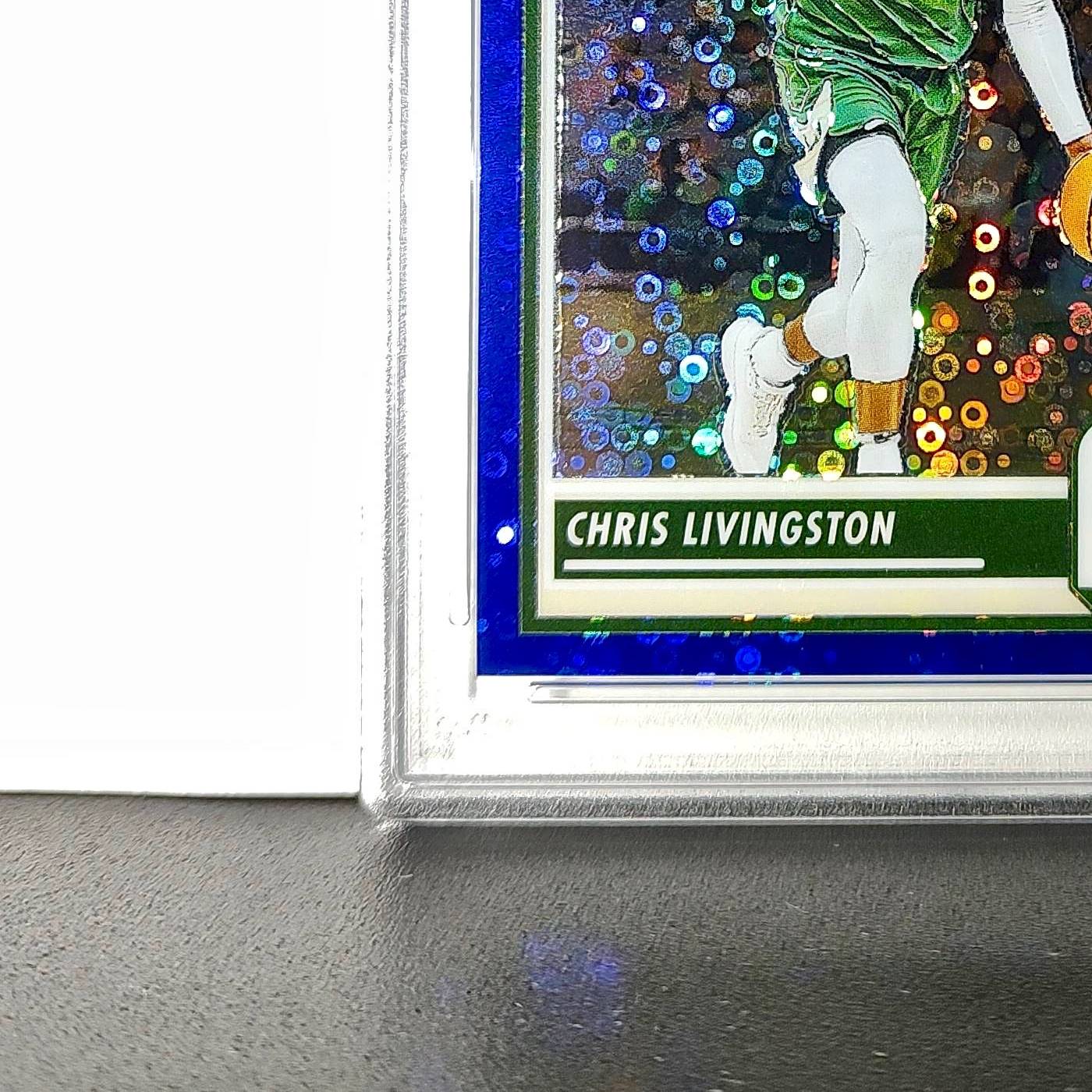 Chris Livingston 2023 Panini Hoops Premium #99 93/99 Blue Disco Prizm PSA 10 Gem