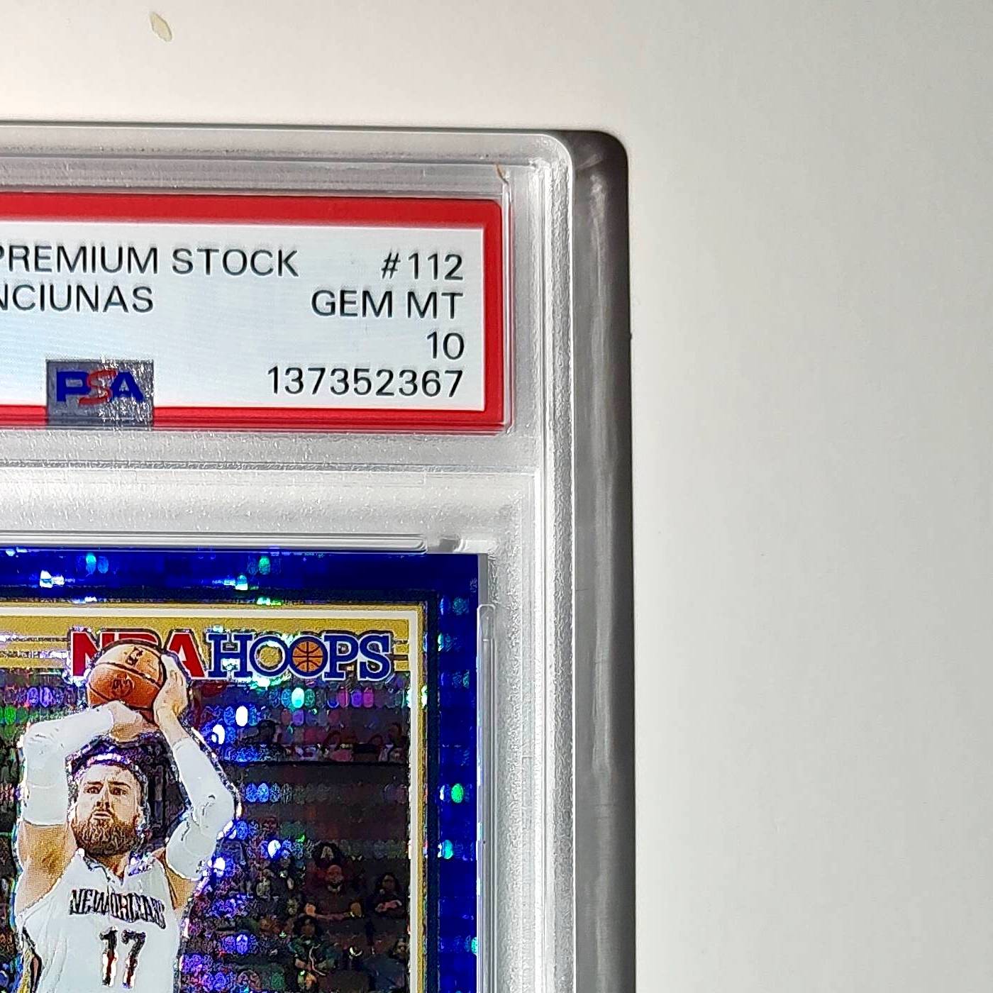 Jonas Valanciunas 2023 Panini Hoops Premium #112 40/75 Blue Pulsar PSA 10 Gem