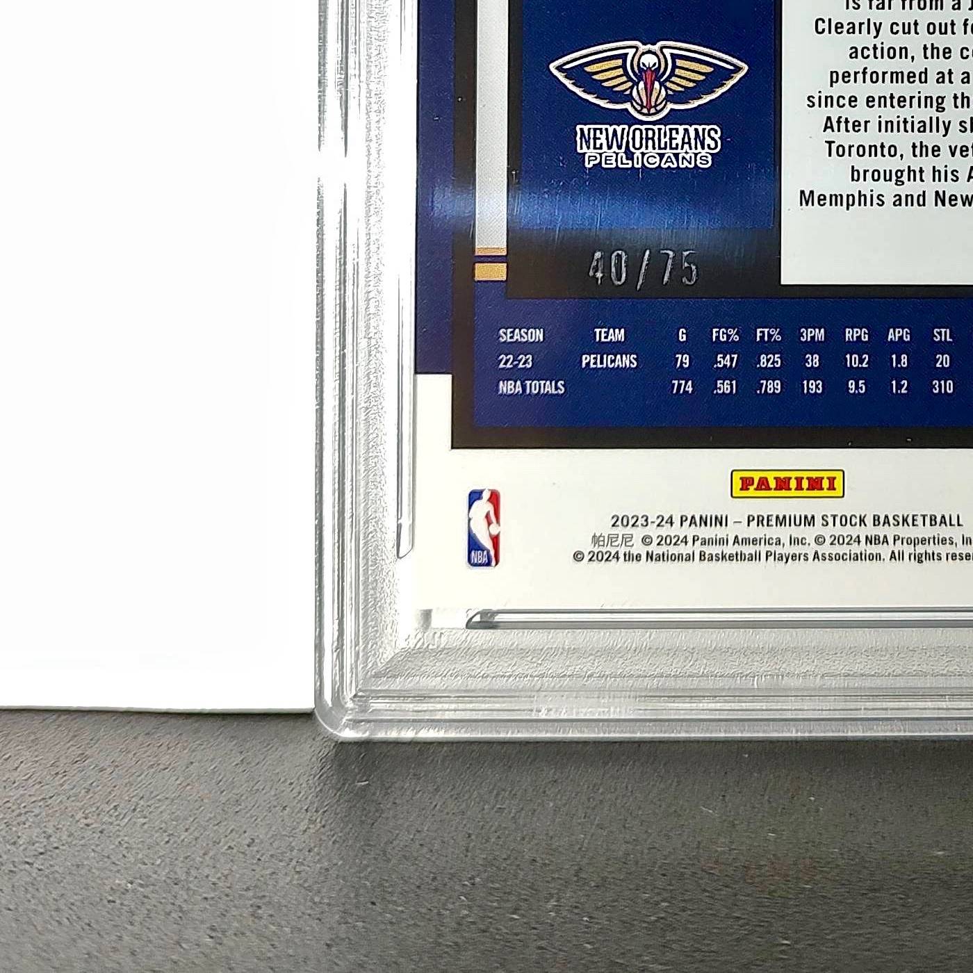 Jonas Valanciunas 2023 Panini Hoops Premium #112 40/75 Blue Pulsar PSA 10 Gem