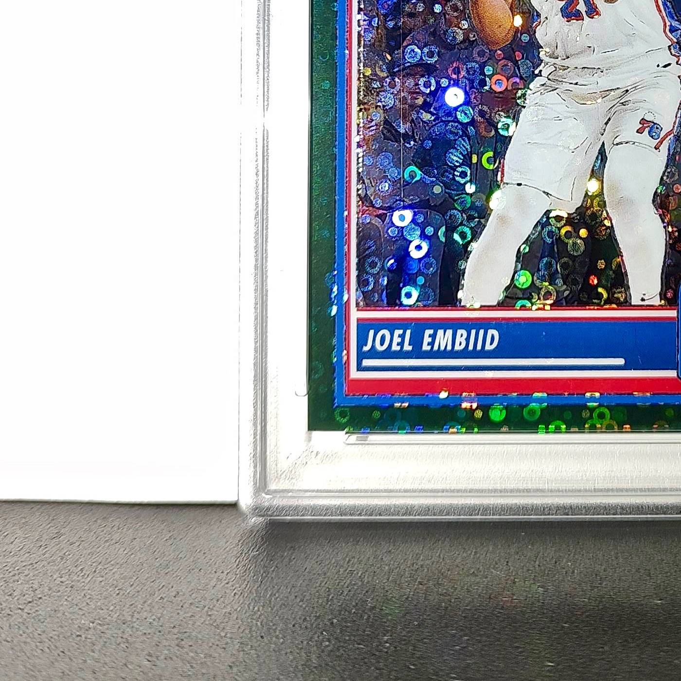 Joel Embiid 2023 Panini Hoops Premium #271 5/5 Green Disco Prizm PSA 9 Mint