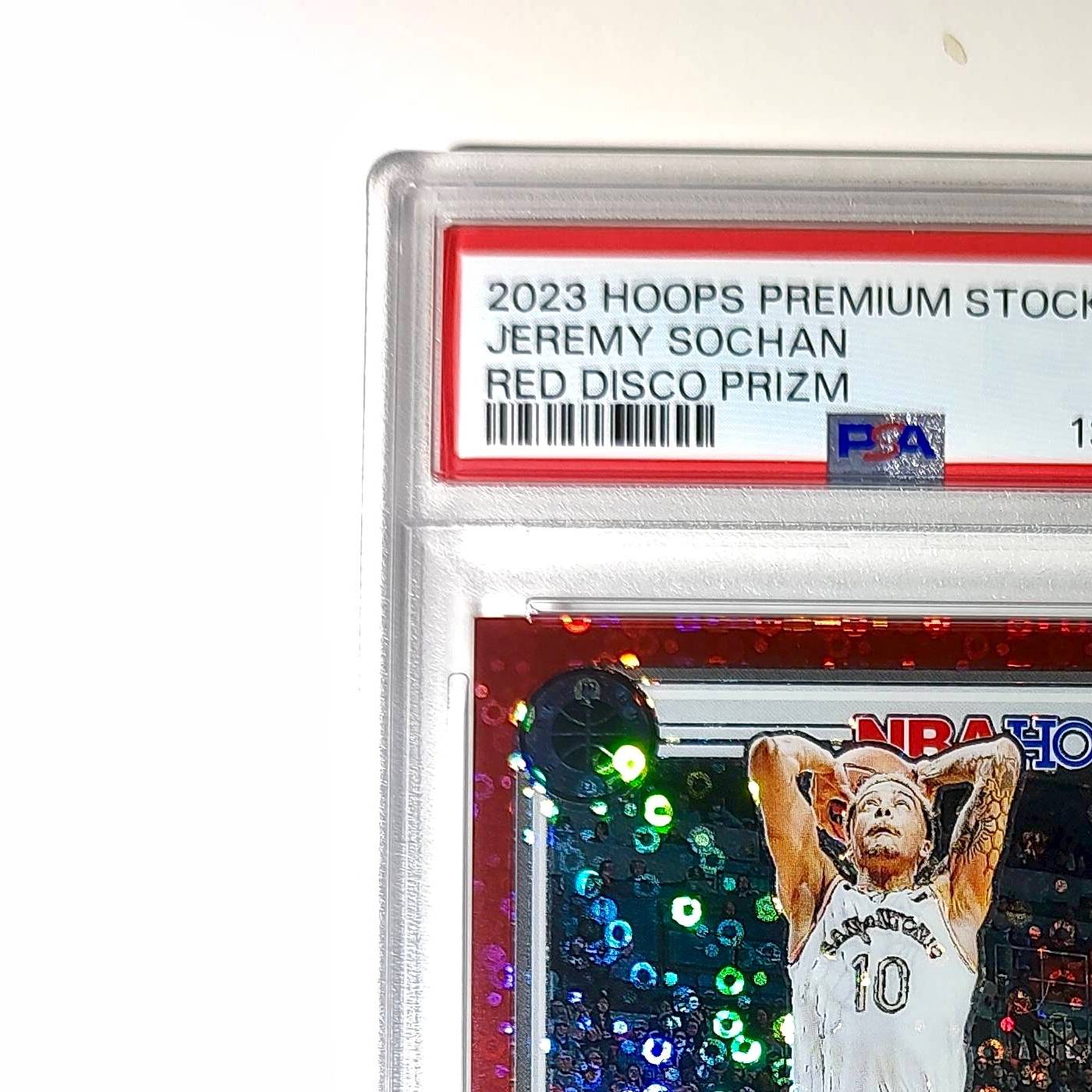Jeremy Sochan 2023 Panini Hoops Premium #34 48/149 Red Disco Prizm PSA 10 Gem