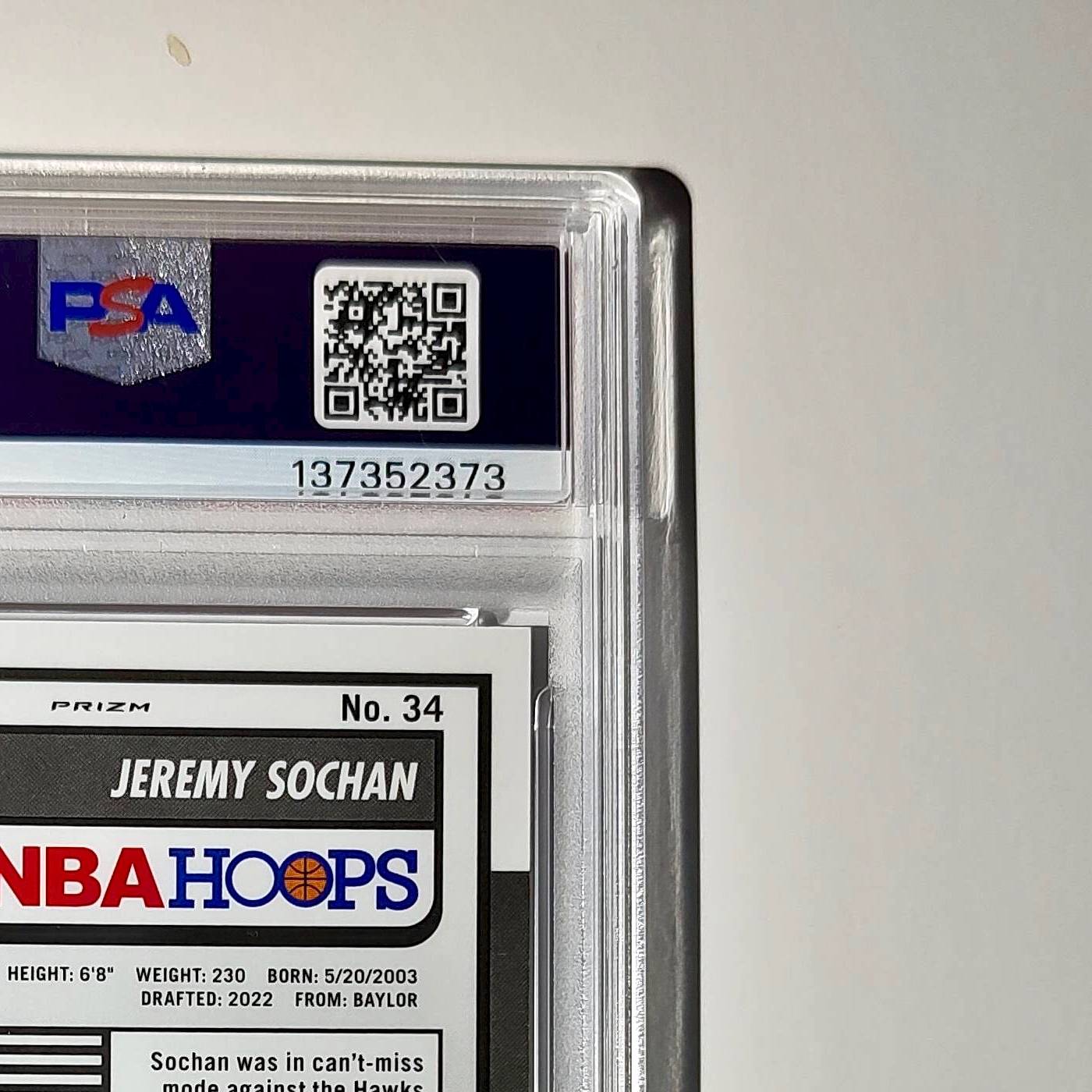 Jeremy Sochan 2023 Panini Hoops Premium #34 48/149 Red Disco Prizm PSA 10 Gem