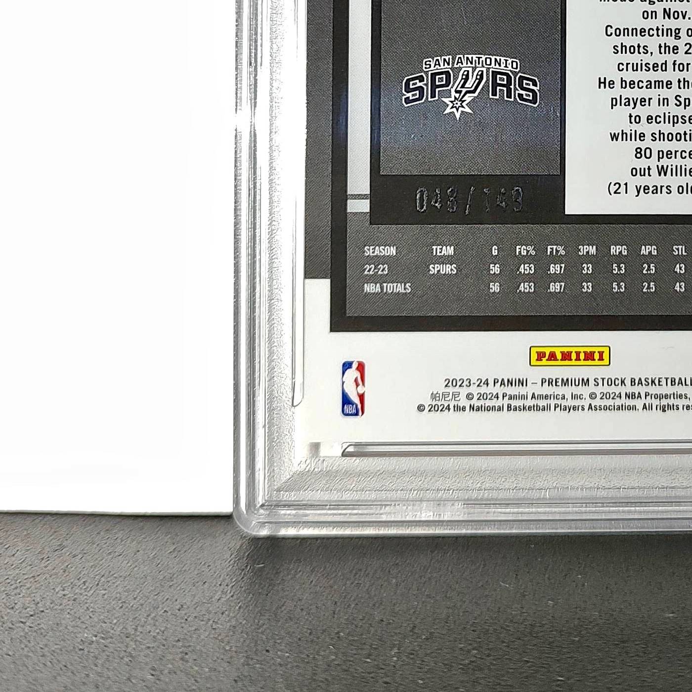 Jeremy Sochan 2023 Panini Hoops Premium #34 48/149 Red Disco Prizm PSA 10 Gem