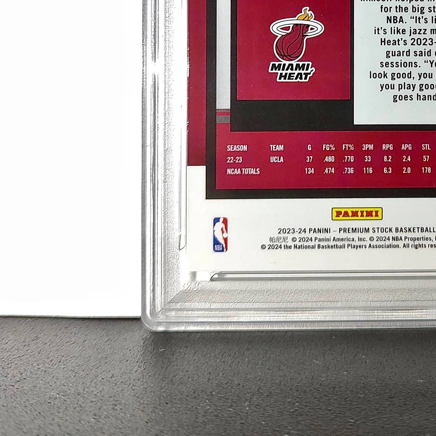 Jaime Jaquez Jr. 2023 Panini Hoops Premium #51 Disco Prizm PSA 8 NM-MT
