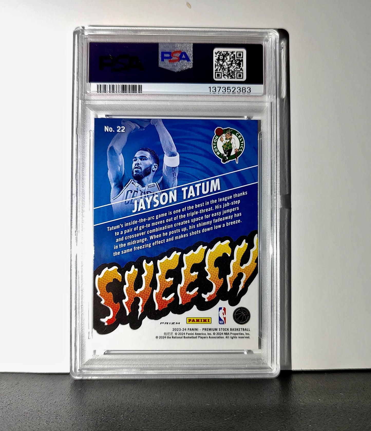 Jayson Tatum 2023 Panini Hoops Premium Sheesh #22 Disco Prizm PSA 10 Gem Mint