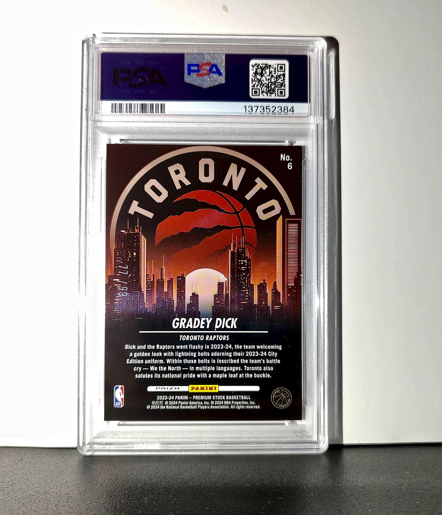 Gradey Dick 2023 Panini Hoops Premium City Edition #6 Red Disco Prizm PSA 10 Gem