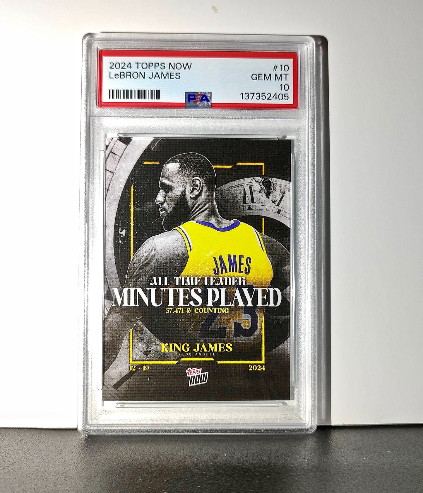 LeBron James 2024 Topps Now #10 All-Time Leader Minutes Played PSA 10 Gem Mint