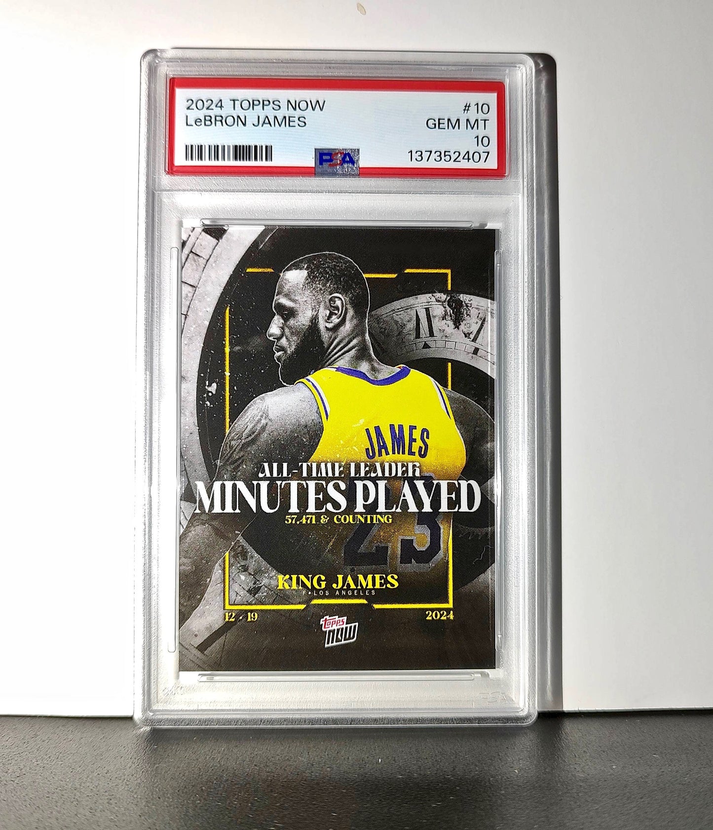 LeBron James 2024 Topps Now #10 All-Time Leader Minutes Played PSA 10 Gem Mint