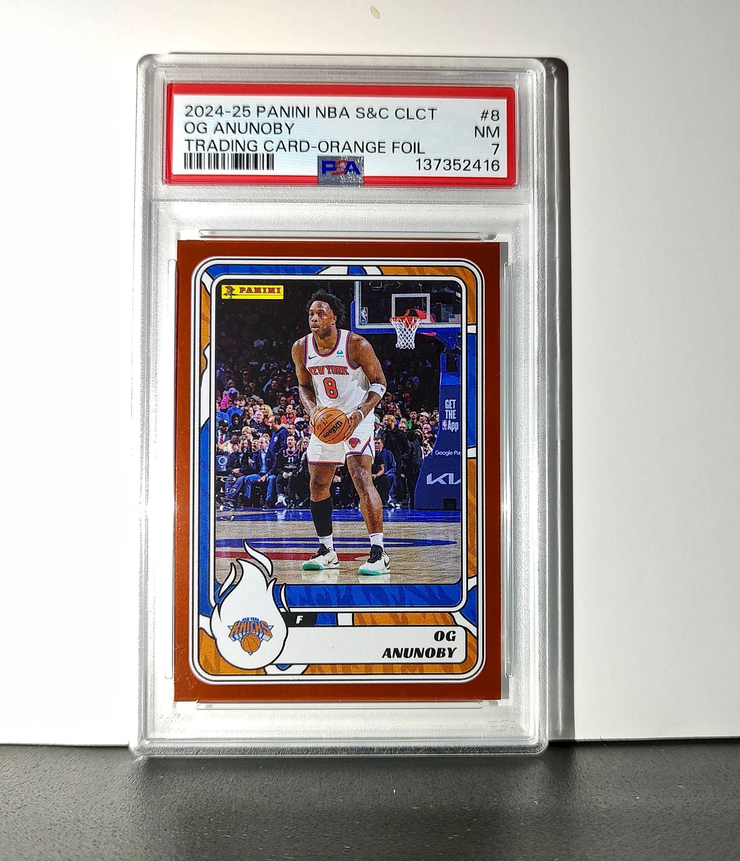 OG Anunoby 2024-25 Panini NBA #8 Sticker 47/50 Orange Foil PSA 7 NM