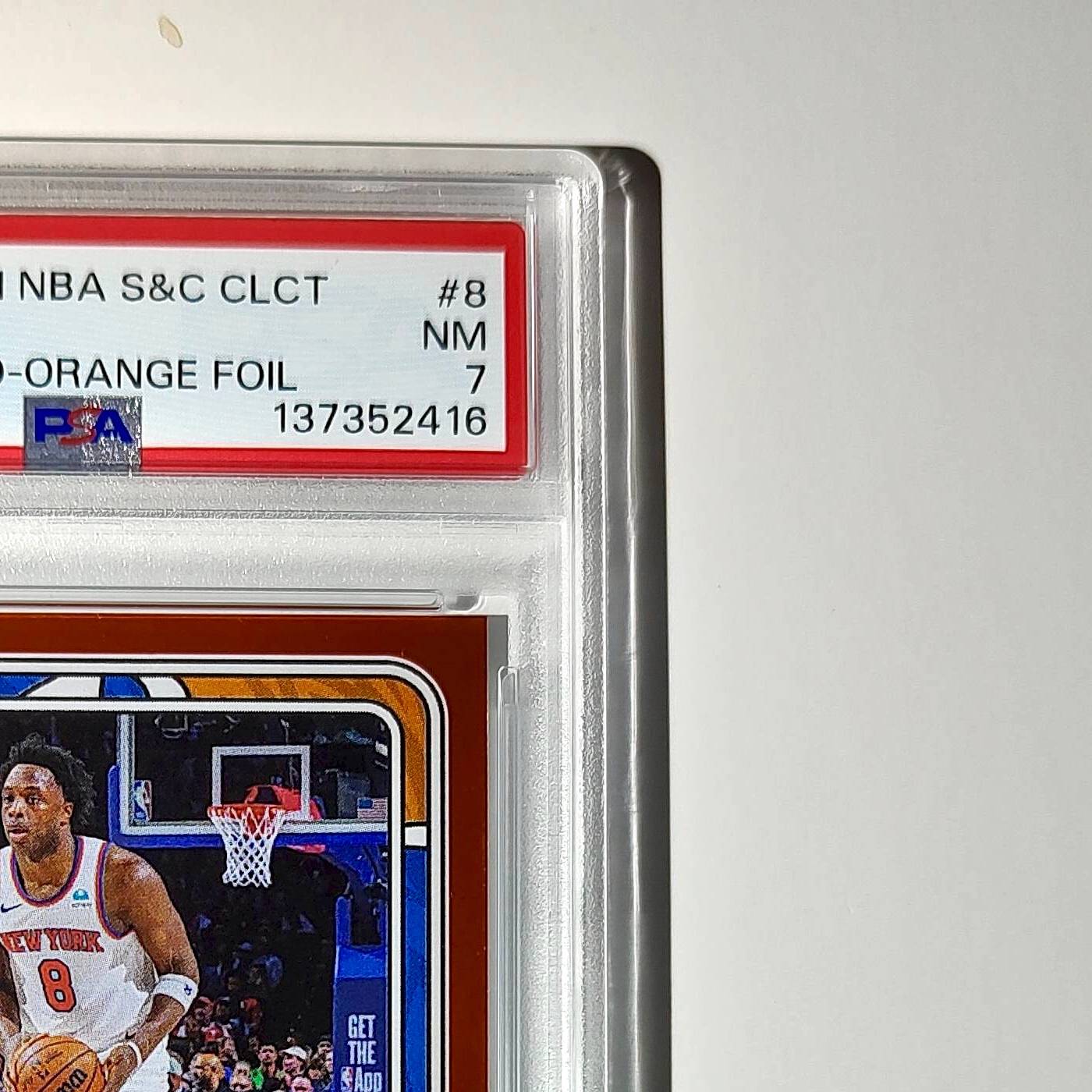 OG Anunoby 2024-25 Panini NBA #8 Sticker 47/50 Orange Foil PSA 7 NM