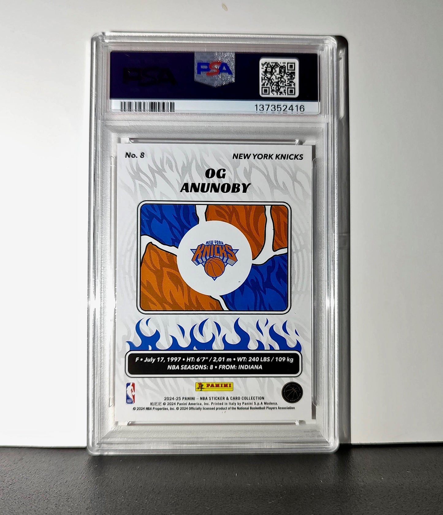 OG Anunoby 2024-25 Panini NBA #8 Sticker 47/50 Orange Foil PSA 7 NM