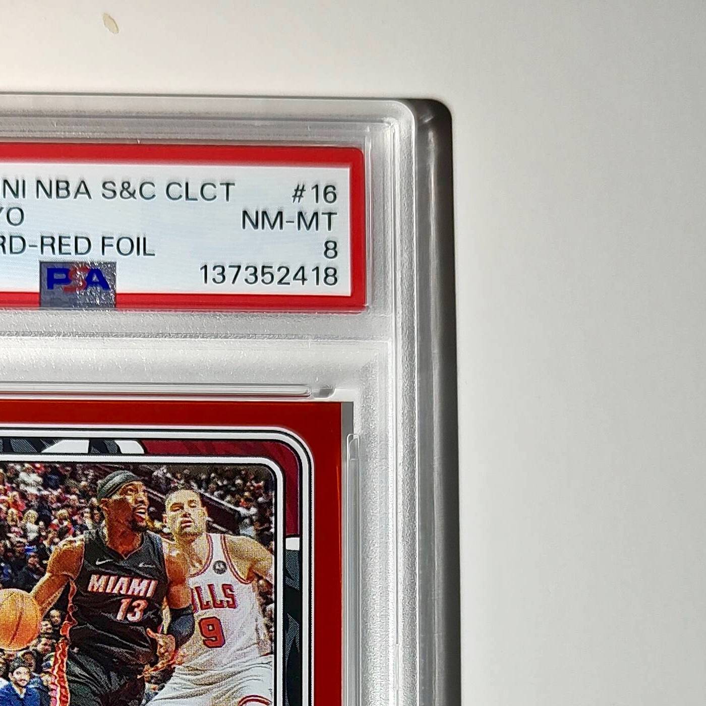 Bam Adebayo 2024-25 Panini NBA #16 Sticker 66/100 Red Foil PSA 8 NM-MT