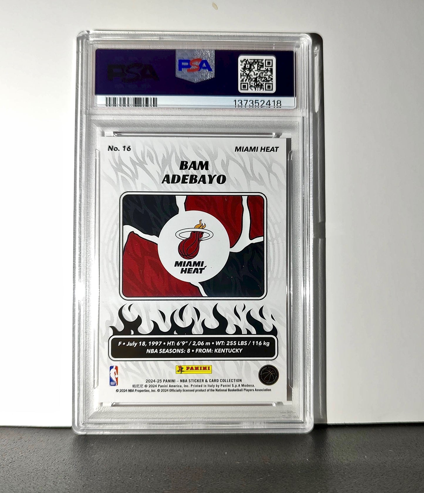 Bam Adebayo 2024-25 Panini NBA #16 Sticker 66/100 Red Foil PSA 8 NM-MT