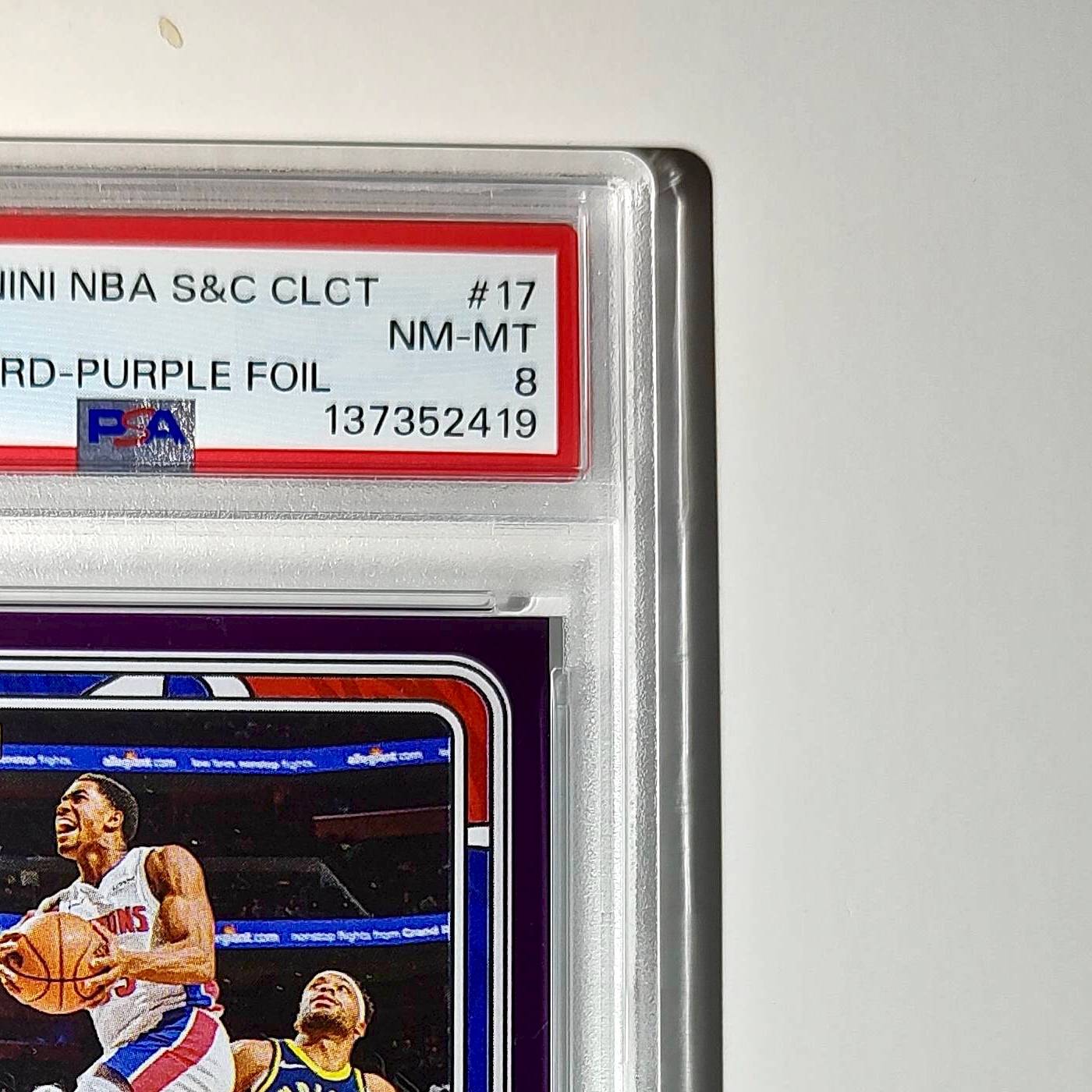 Jaden Ivey 2024-25 Panini NBA #17 Sticker 50/75 Purple Foil PSA 8 NM-MT