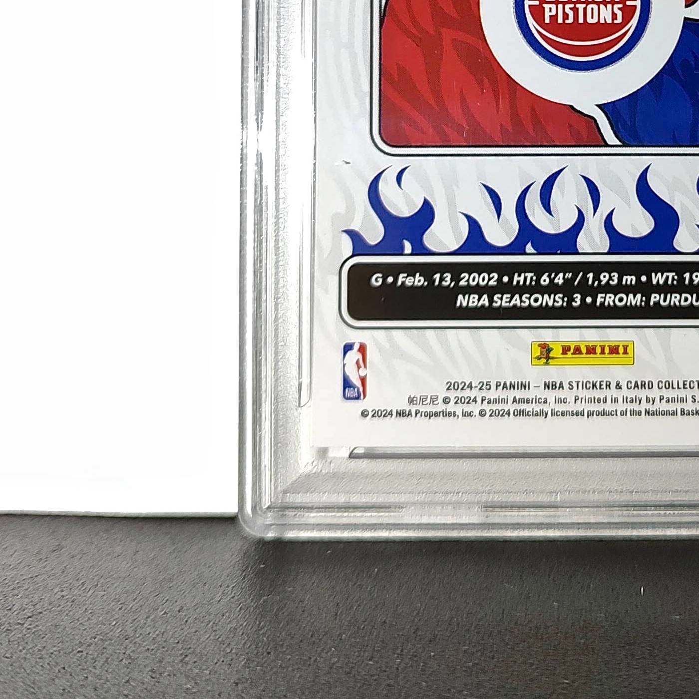 Jaden Ivey 2024-25 Panini NBA #17 Sticker 50/75 Purple Foil PSA 8 NM-MT