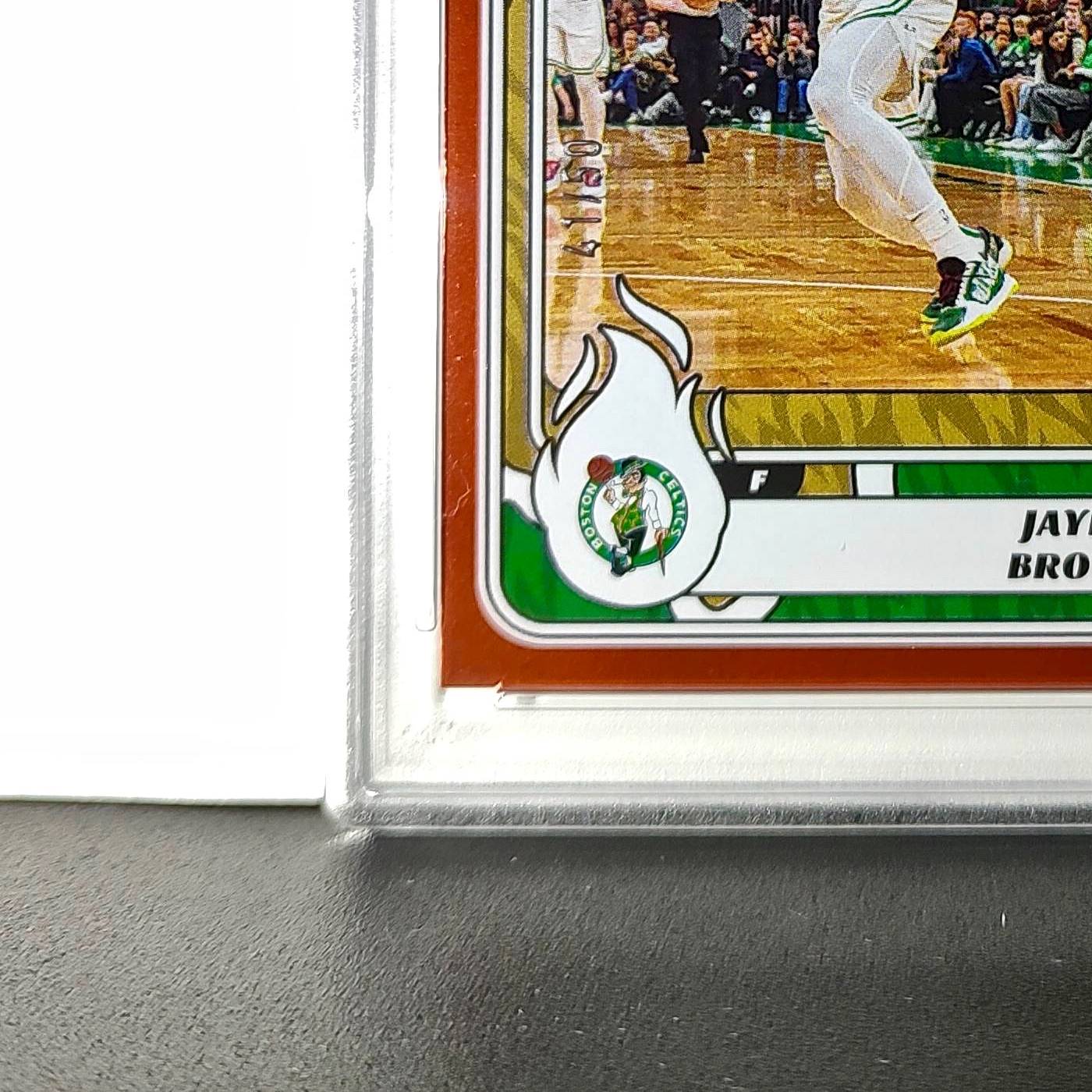 Jaylen Brown 2024-25 Panini NBA #18 Sticker 41/50 Orange Foil PSA 8 NM-MT