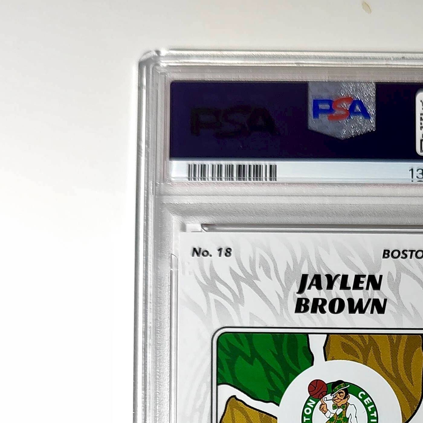 Jaylen Brown 2024-25 Panini NBA #18 Sticker 41/50 Orange Foil PSA 8 NM-MT