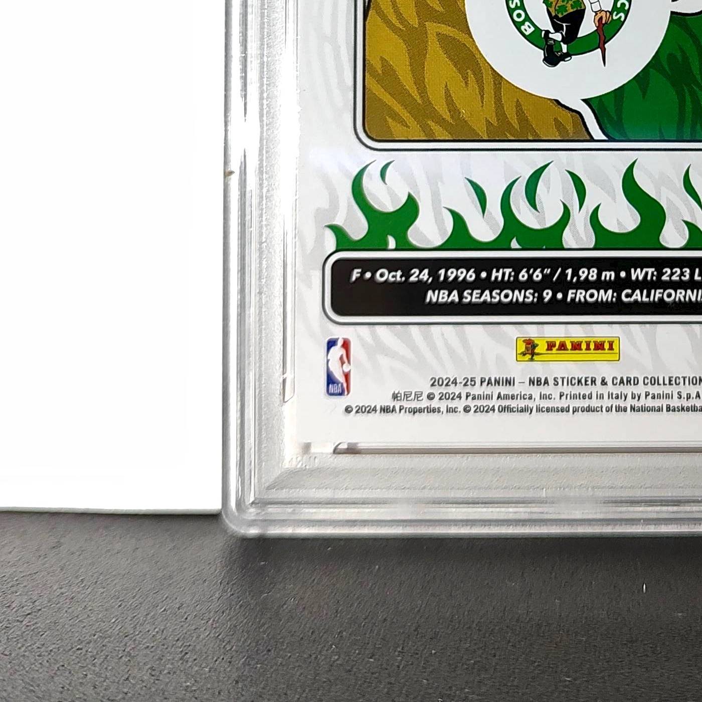 Jaylen Brown 2024-25 Panini NBA #18 Sticker 41/50 Orange Foil PSA 8 NM-MT