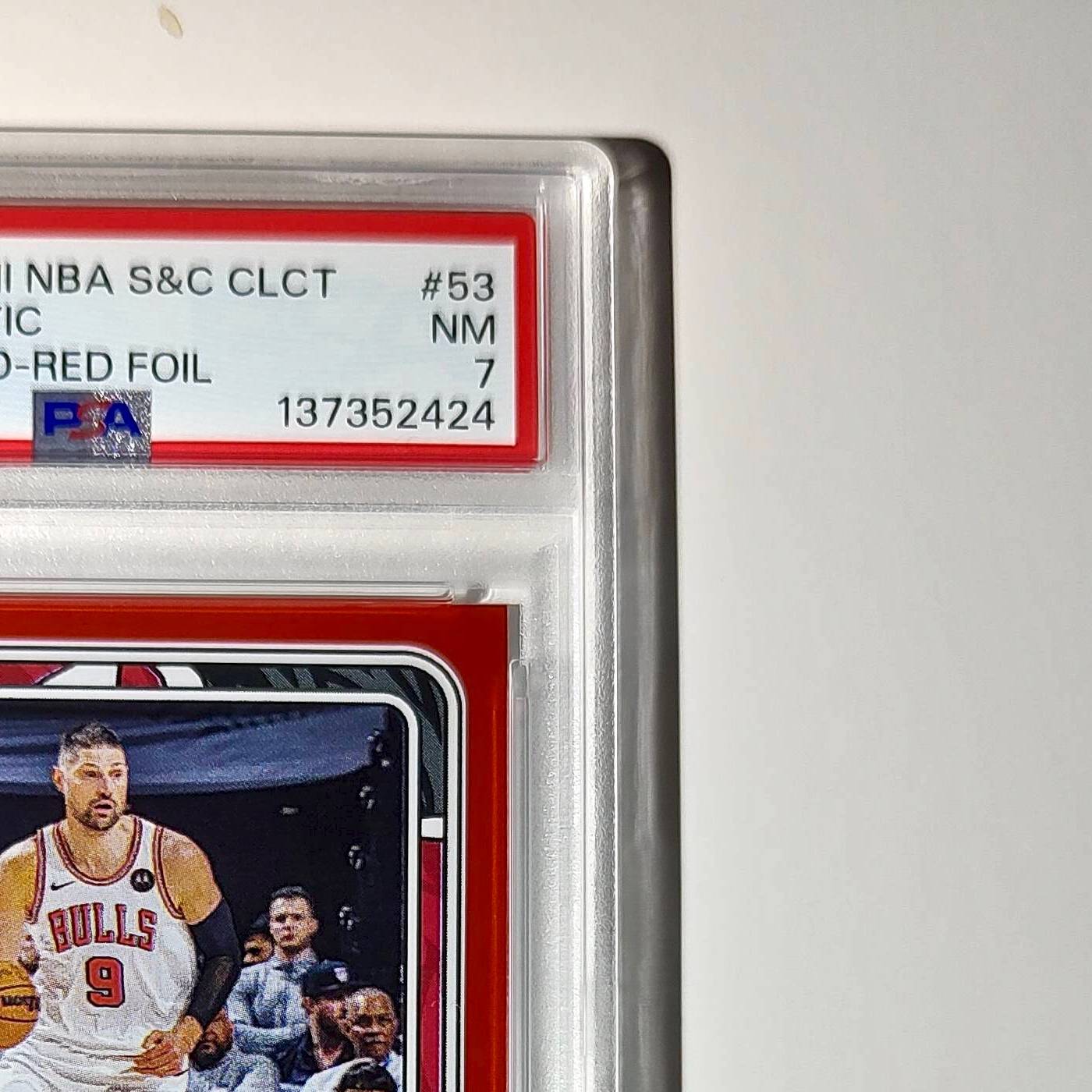 Nikola Vučević 2024-25 Panini NBA #53 Sticker 100/100 Red Foil PSA 7 NM