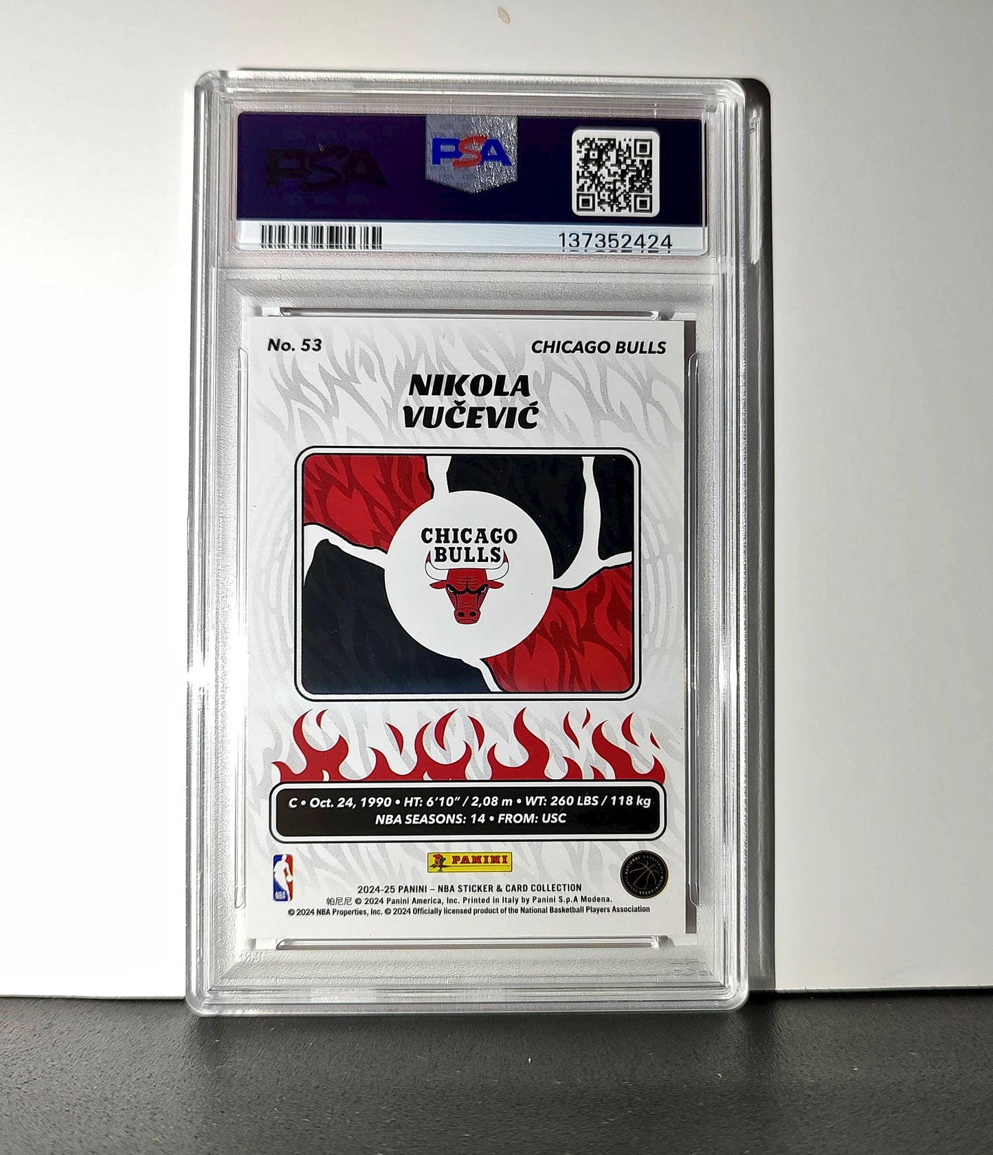 Nikola Vučević 2024-25 Panini NBA #53 Sticker 100/100 Red Foil PSA 7 NM