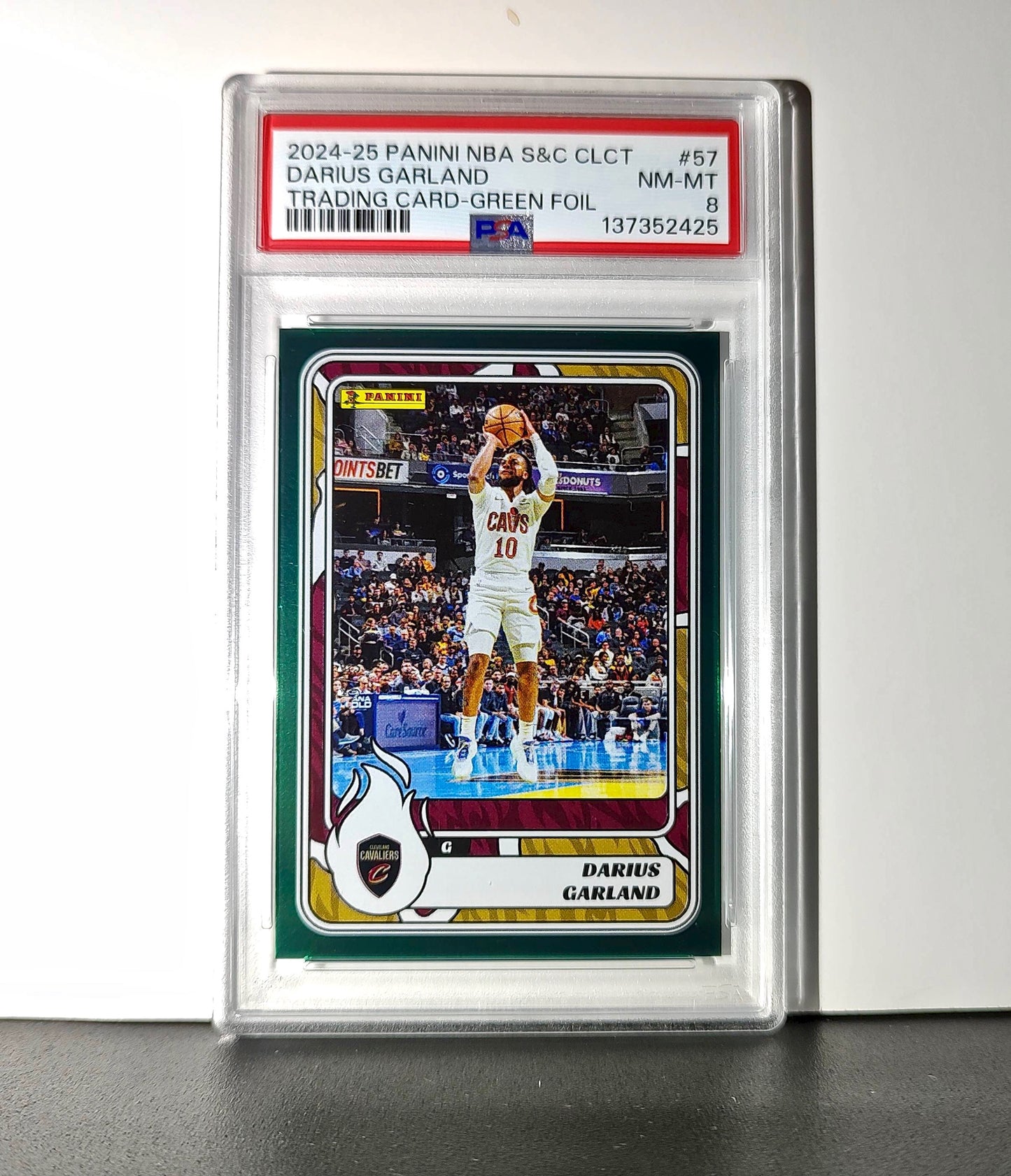 Darius Garland 2024-25 Panini NBA #57 Sticker 5/5 Green Foil PSA 8 NM-MT
