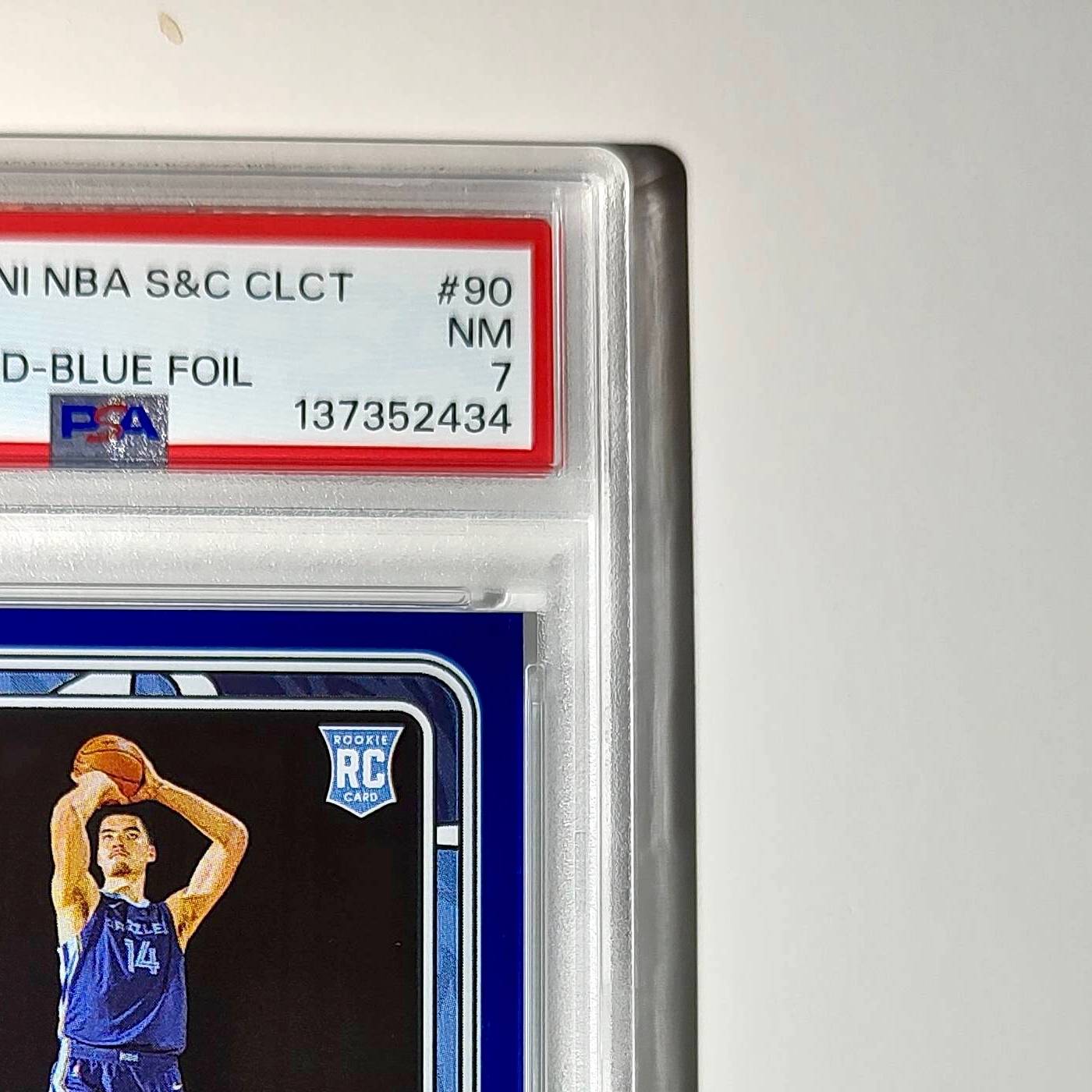 Zach Edey Rookie 2024-25 Panini NBA #90 Sticker 23/215 Blue Foil PSA 7 NM