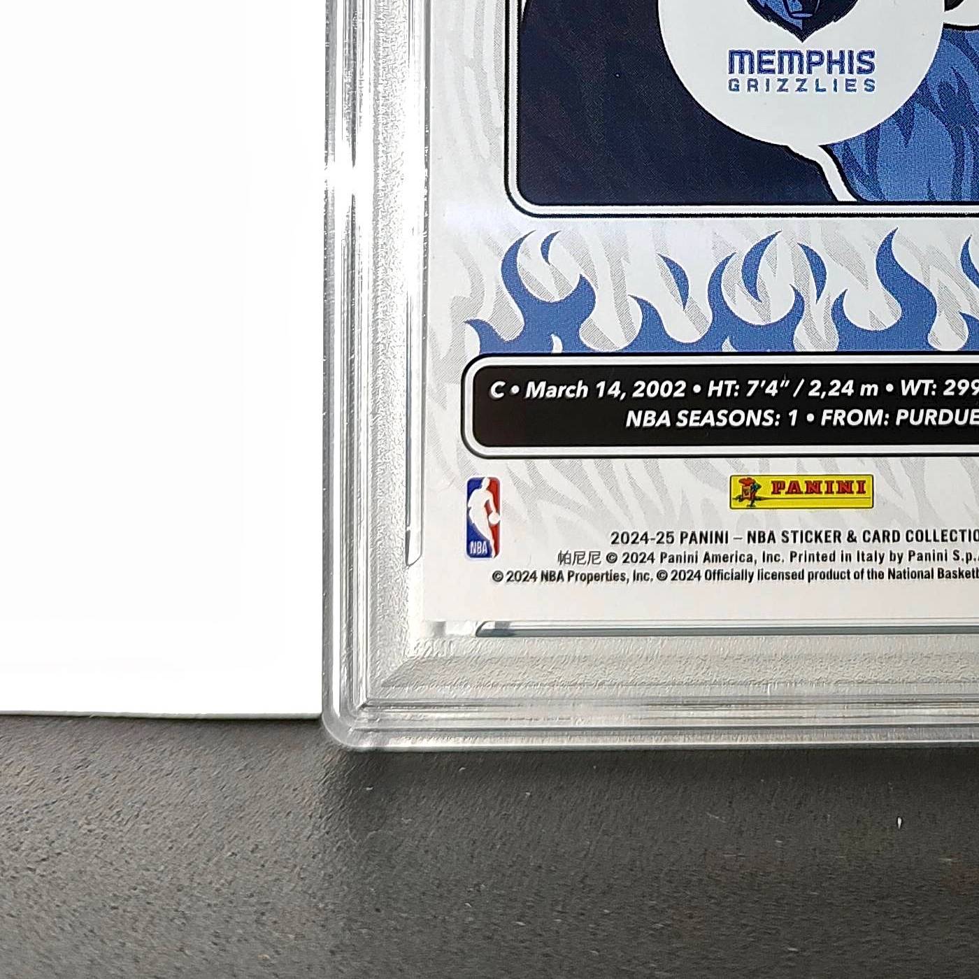 Zach Edey Rookie 2024-25 Panini NBA #90 Sticker 23/215 Blue Foil PSA 7 NM