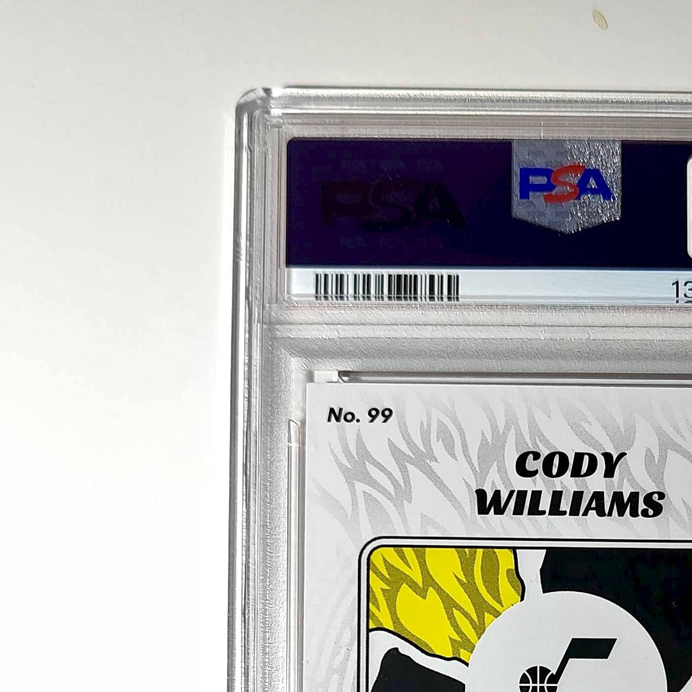 Cody Williams Rookie 2024-25 Panini NBA #99 Sticker 4/50 Orange Foil PSA 7 NM