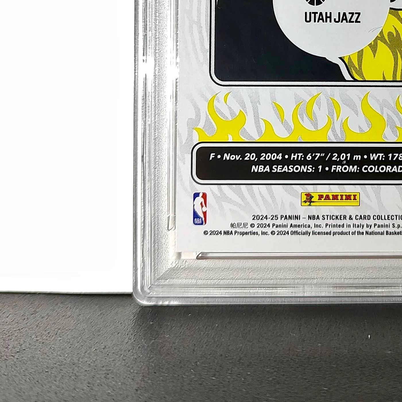 Cody Williams Rookie 2024-25 Panini NBA #99 Sticker 4/50 Orange Foil PSA 7 NM