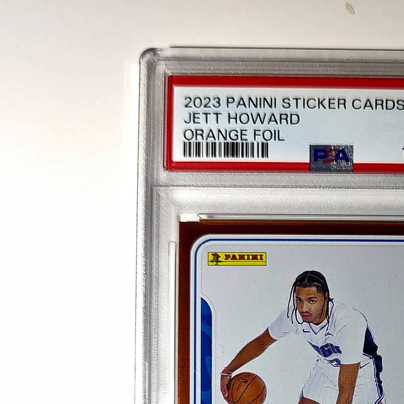 Jett Howard 2023-24 Sticker 005/050 Orange Foil 80 PSA 7 NM