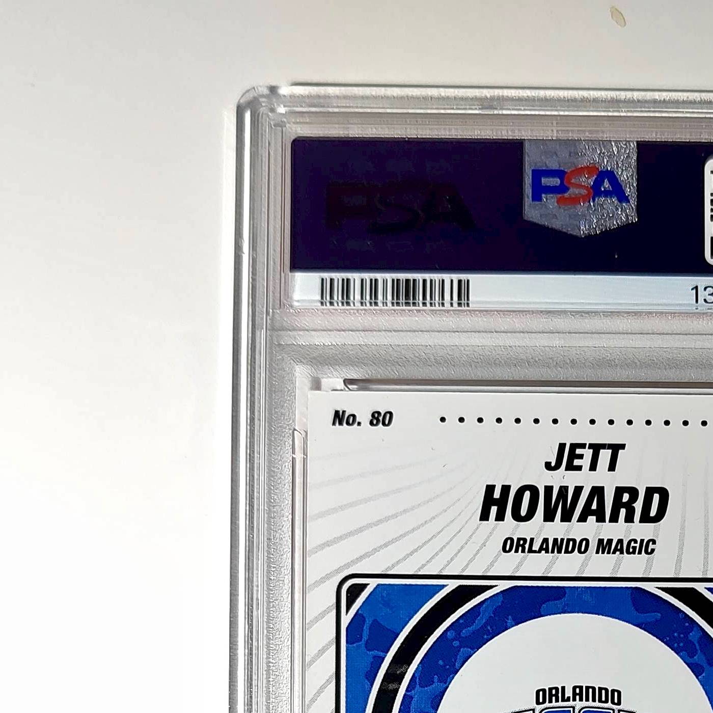 Jett Howard 2023-24 Sticker 005/050 Orange Foil 80 PSA 7 NM