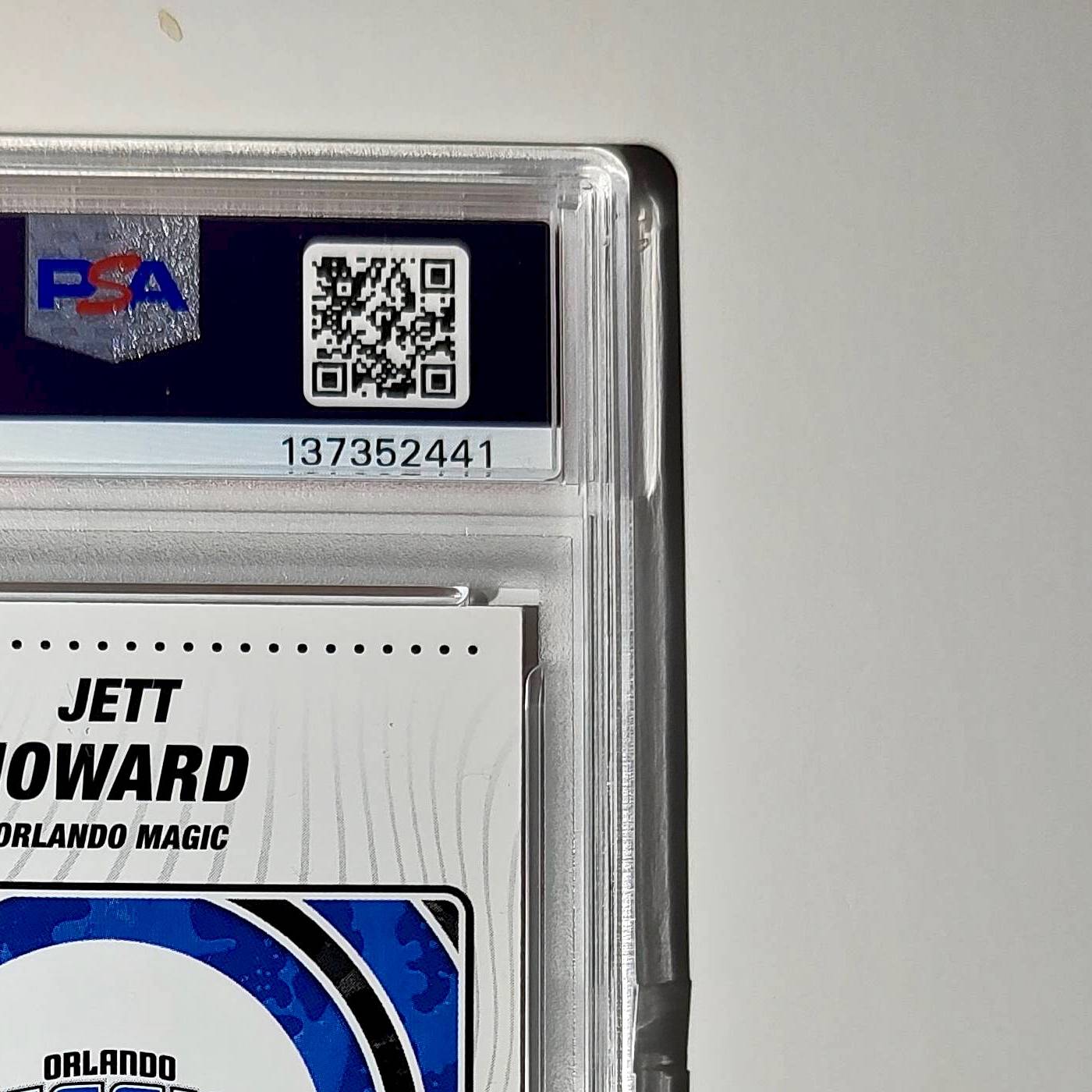 Jett Howard 2023-24 Sticker 005/050 Orange Foil 80 PSA 7 NM