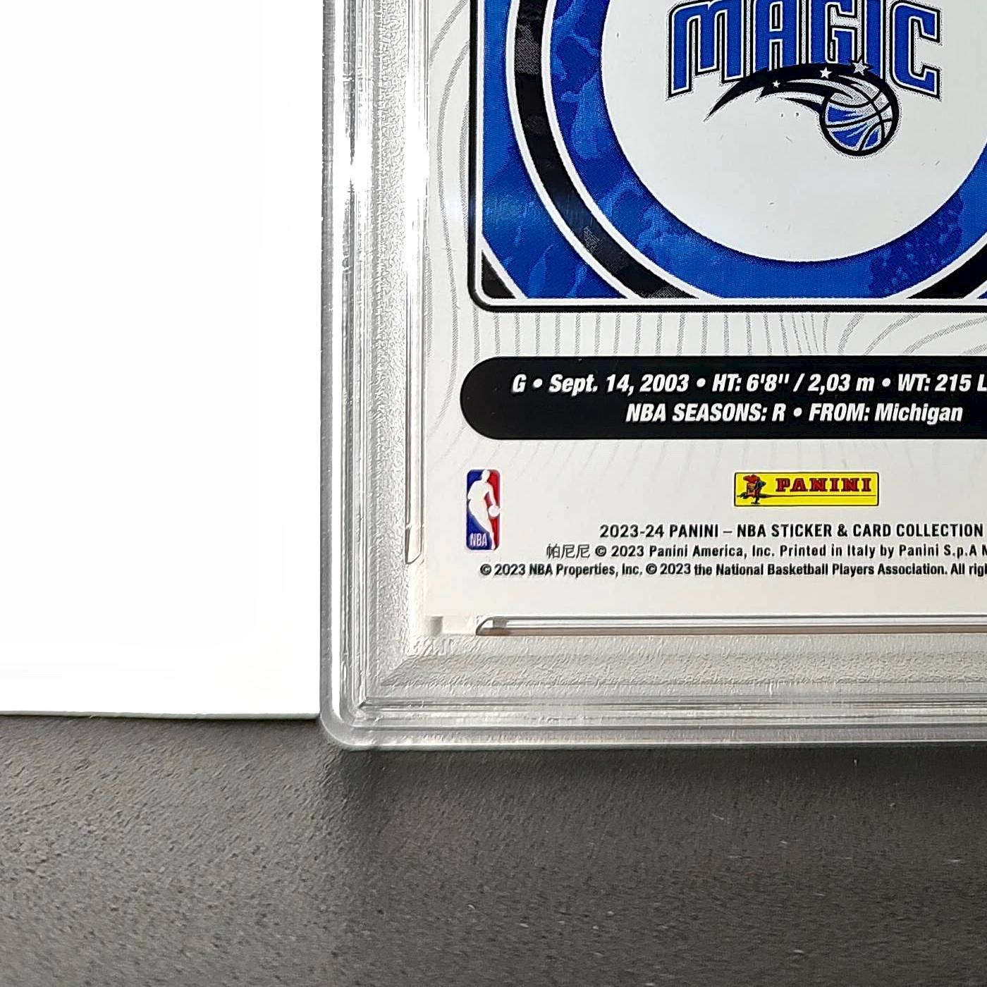 Jett Howard 2023-24 Sticker 005/050 Orange Foil 80 PSA 7 NM