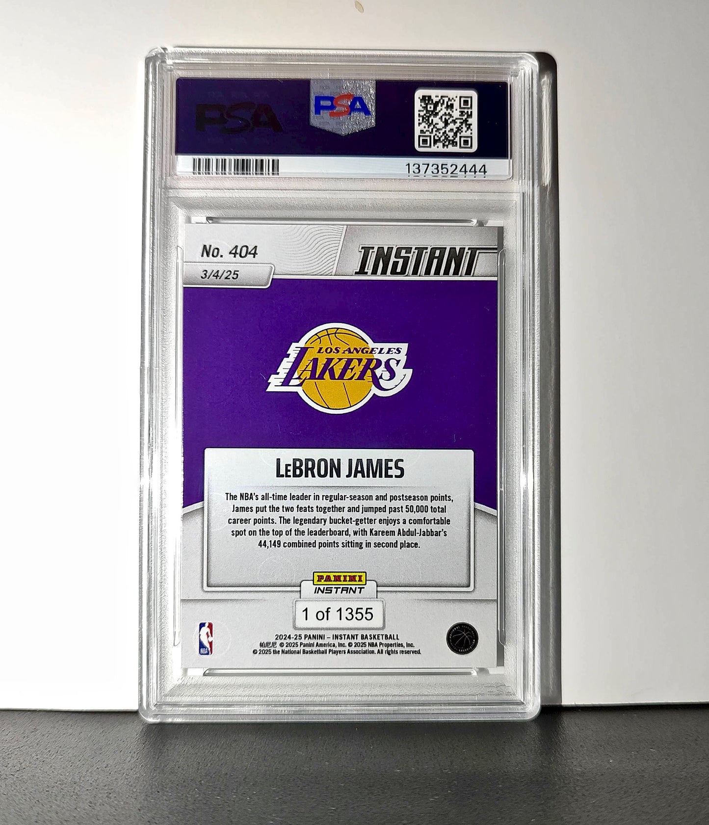 Lebron James 2024 Panini Instant #404 Milestone Moment PSA 9 Mint